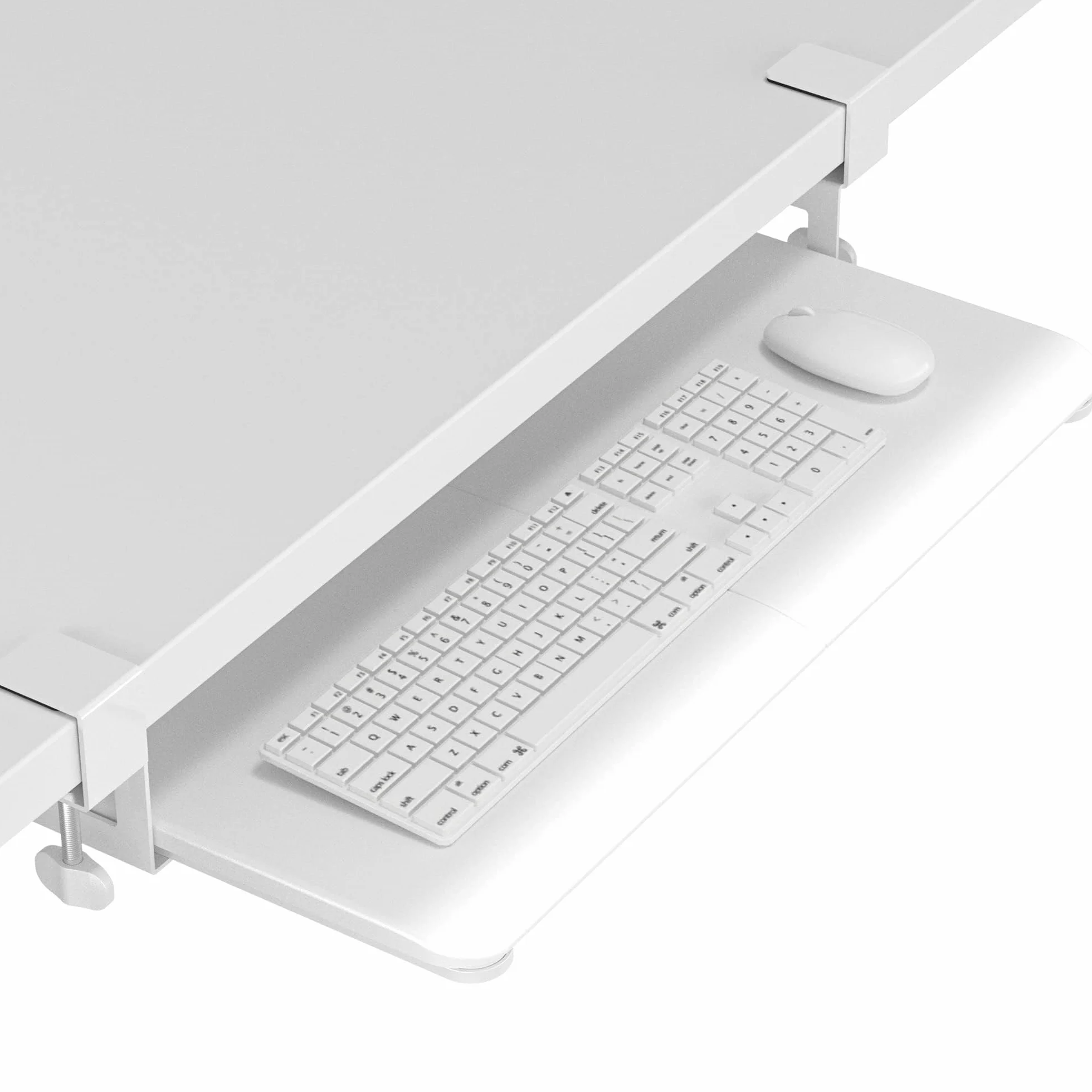 BONTEC Wysuwana Półka Pod Klawiaturę Pod Biurko z Zaciskiem C, Ergonomiczna Szuflada 650x300 mm