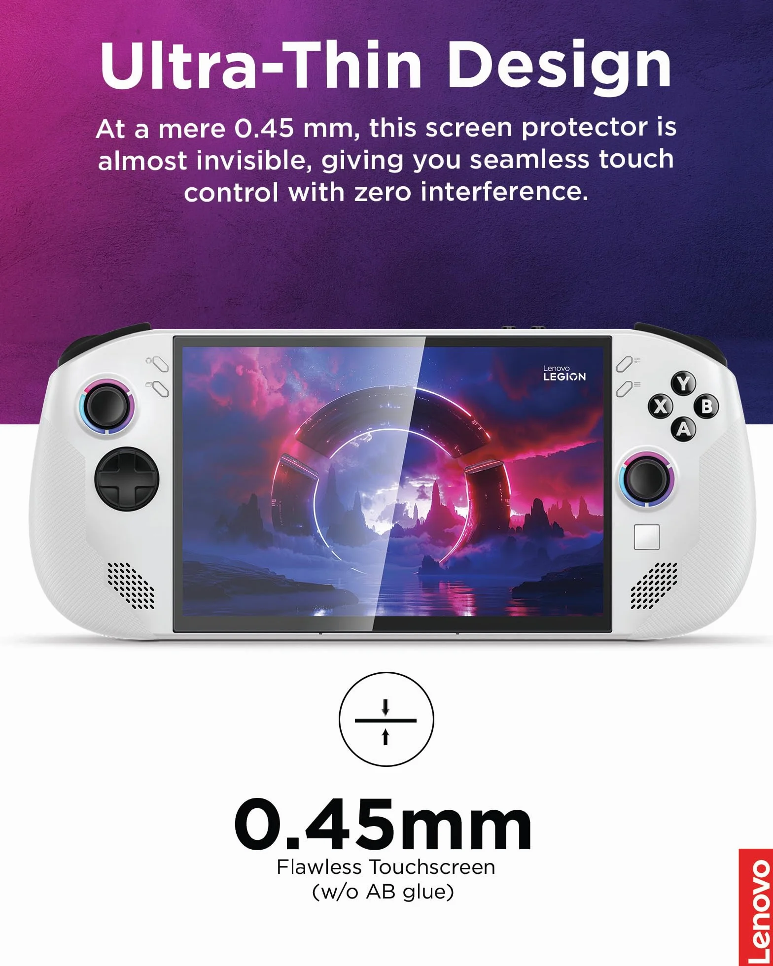Lenovo Ochraniacz ekranu Legion Go S (szkło aluminiowo-krzemianowe, twardość 9H, grubość 0,45 mm, ochrona przed upadkami i zarysowaniami) - przezroczysta