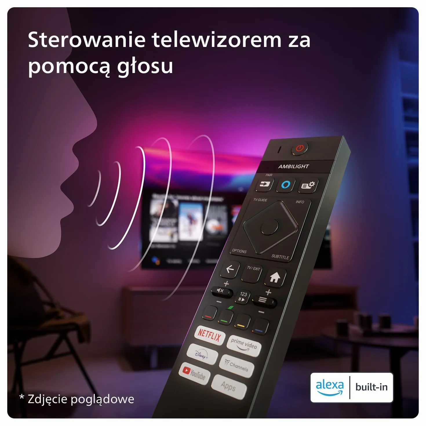 Philips Ambilight TV 43PUS8109 4K LED Smart TV 43-calowy z technologią Pixel Precise Ultra HD, platformą Titan OS i dźwiękiem Dolby Atmos, który współpracuje z asystentami Alexa i Google