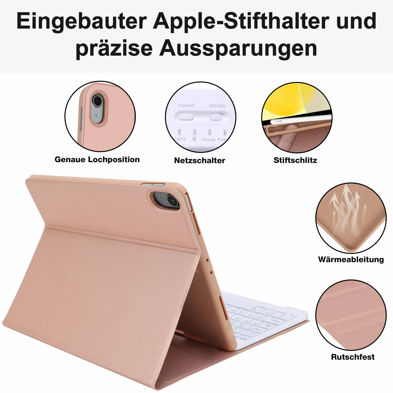 JADEMALL Etui na klawiaturę do iPada 10 generacji 2022, magnetyczna klawiatura QWERTZ Bluetooth, 032JPW-SUGAR-P-DE