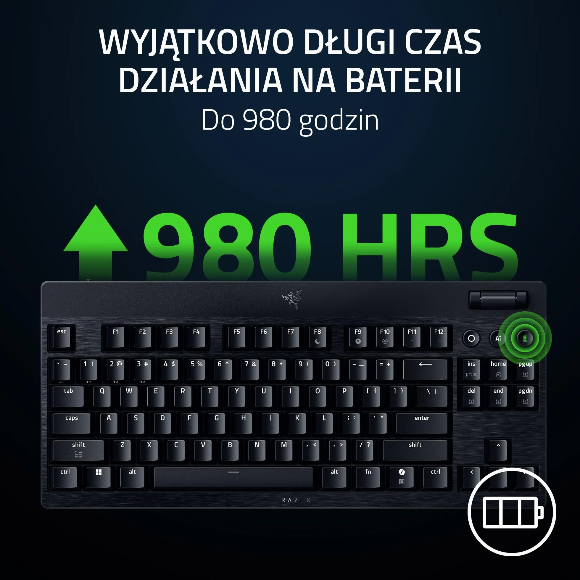 Razer BlackWidow V4 Tenkeyless HyperSpeed Low Profile bezprzewodowa klawiatura gamingowa z możliwością wymiany na gorąco pomarańczowe przełącznik Układ US