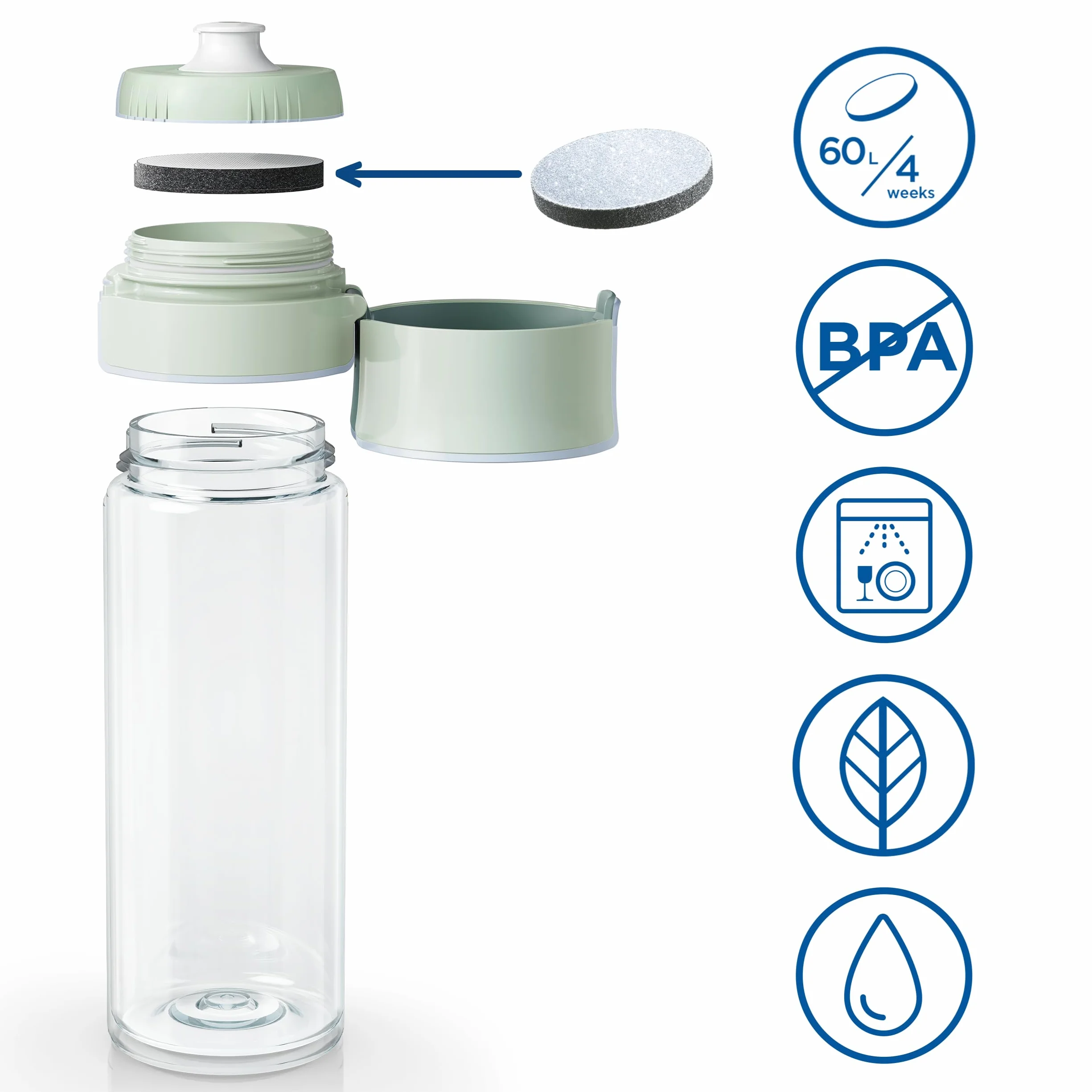 Brita Butelka z Filtrem 600 ml Tworzywo Sztuczne Zielony