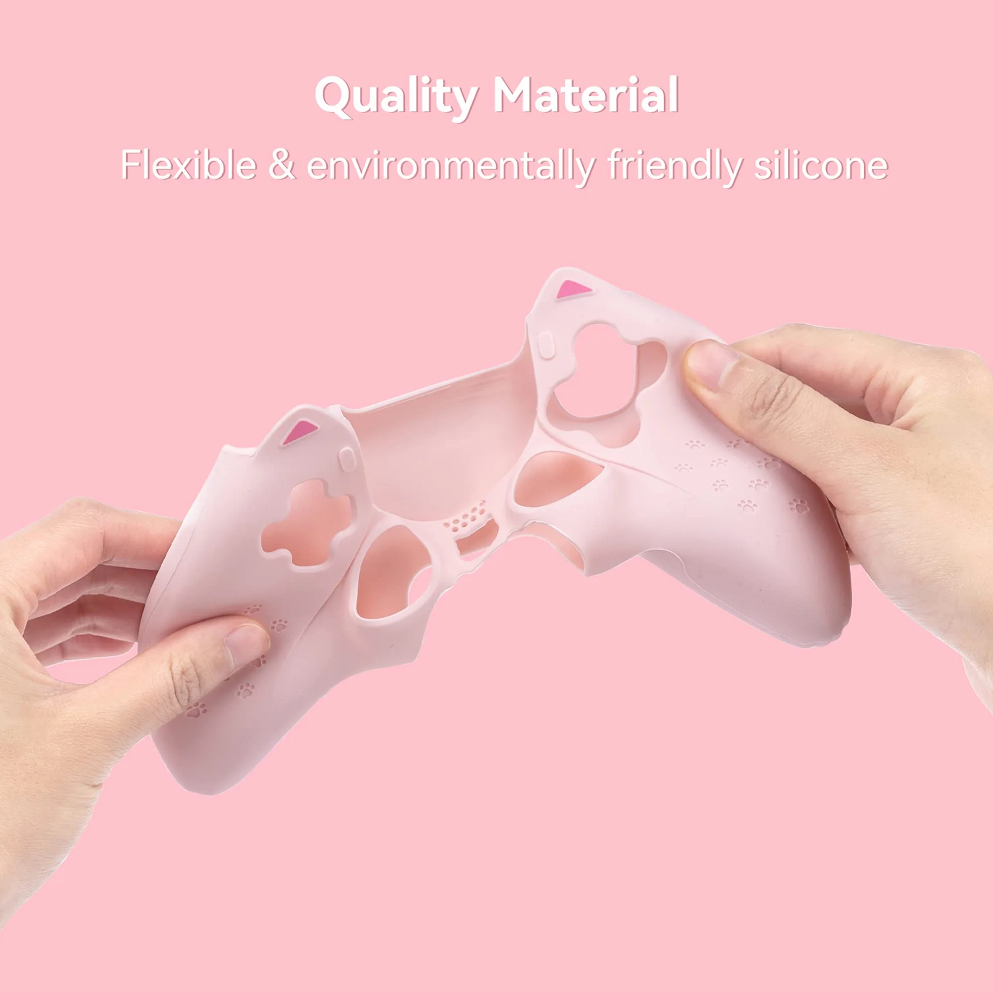 GeekShare Pink Cat Paw PS5 Kontrolery Silikonowy Pokrowiec Antypoślizgowy Joystick Caps Zestaw Akcesoriów