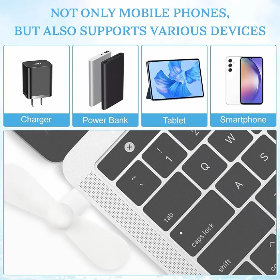 Wentylator do telefonu komórkowego, wentylator typu C, przenośny mini wentylator USB 3 w 1, do portu Lightning/USB typu C (czarny, biały, różowy)