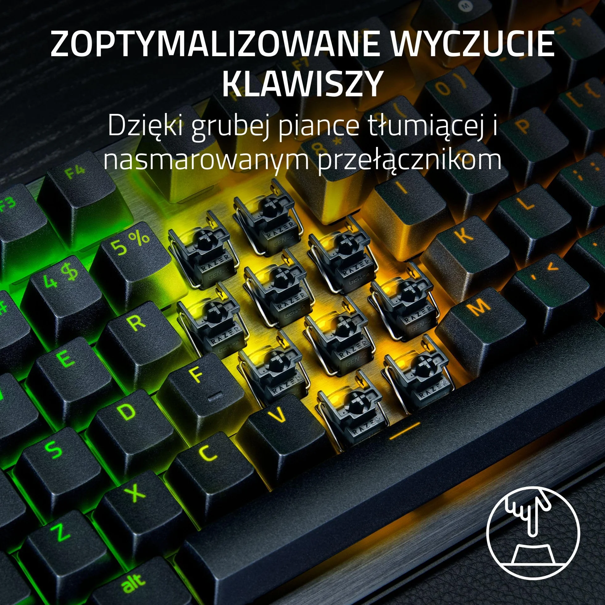 Razer Huntsman V3 Pro 8KHz mechaniczna klawiatura gamingowa 8KHz HyperPolling pomarańczowe przełączniki dotykowe Snap Tap Rapid Trigger QWERTY US Czarny