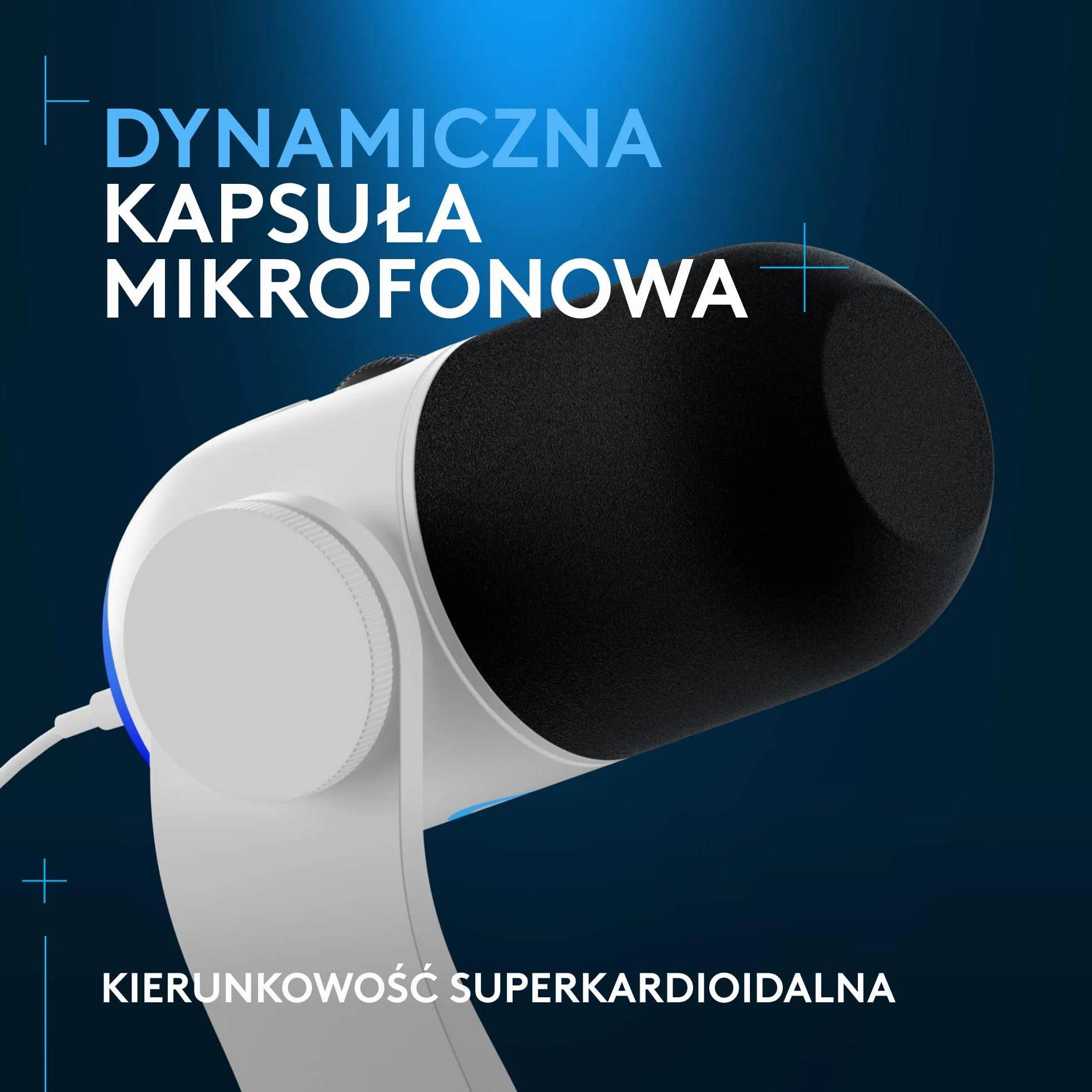 Logitech G Yeti GX Dynamiczny mikrofon do gier RGB z LIGHTSYNC, mikrofon USB do przesyłania strumieniowego, superkardioidalny, USB Plug and Play do komputera PC/Mac – Biały