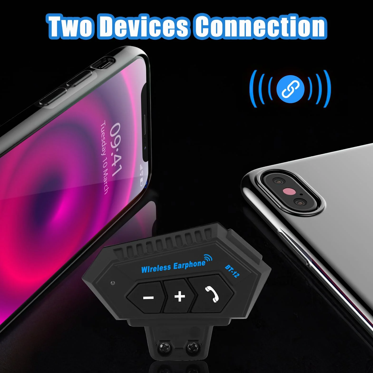Yosoo Health Gear Zestaw słuchawkowy Bluetooth do kasku motocyklowego, kask motocyklowy, zestaw słuchawkowy Bluetooth, akcesoria motocyklowe, akcesoria z bateriami do głośników, sterowanie