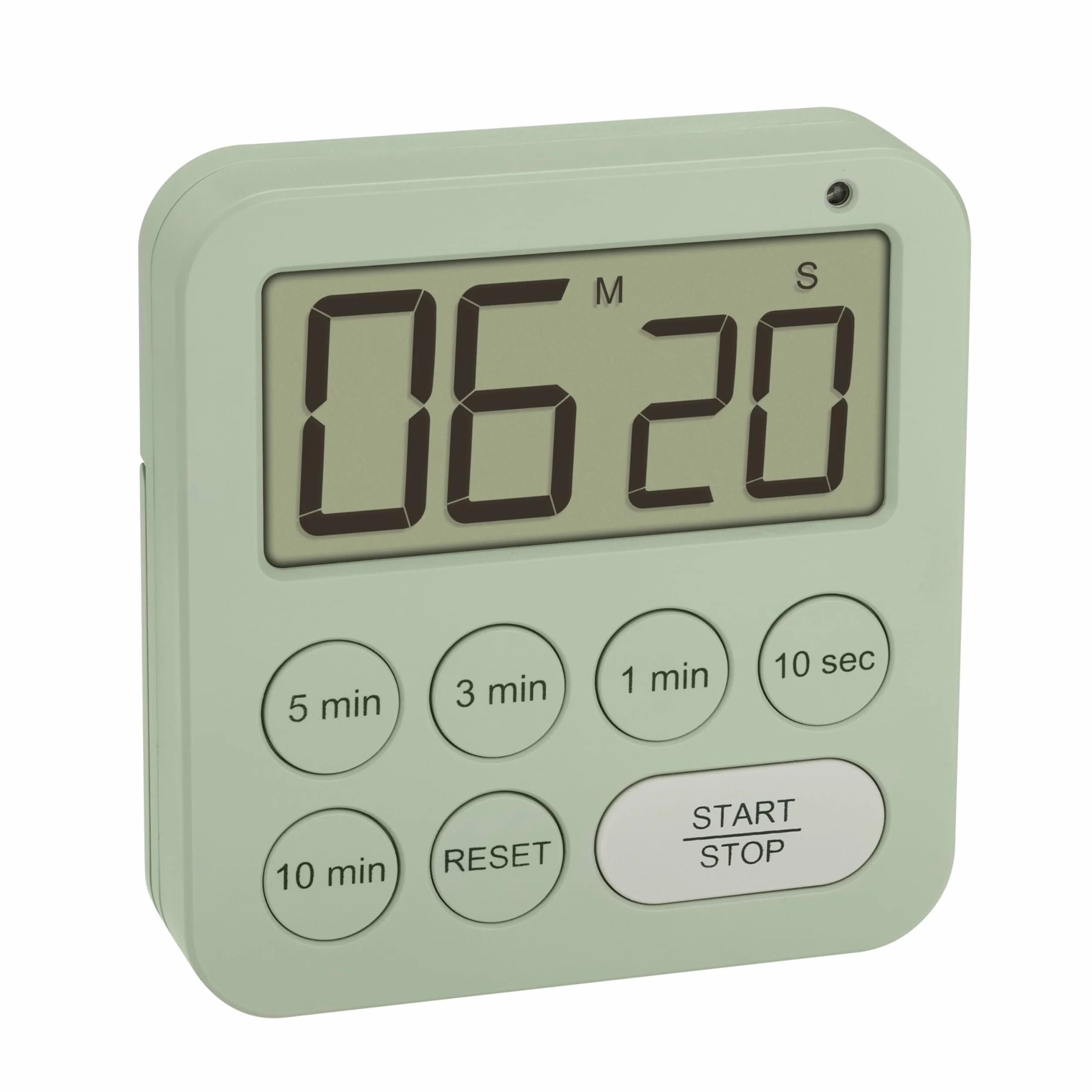 TFA Dostmann Cyfrowy timer do uprawiania sportu/kuchni/nauki, 38.2056, ze stoperem, magnetyczny, z 3 poziomami głośności, szybki wybór, duży wyświetlacz, wizualne światło ostrzegawcze LED, zegar na