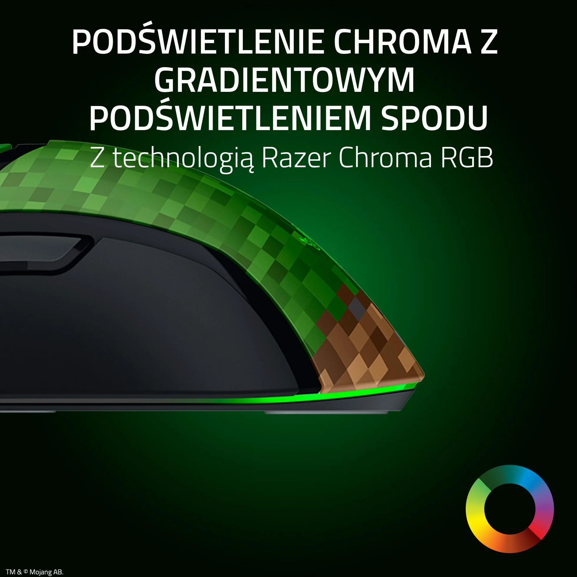 Razer Cobra Minecraft Edition lekka przewodowa mysz do gier 8500 DPI 58 g optyczne przełączniki 3. generacji podświetlenie Chroma kabel Speedflex