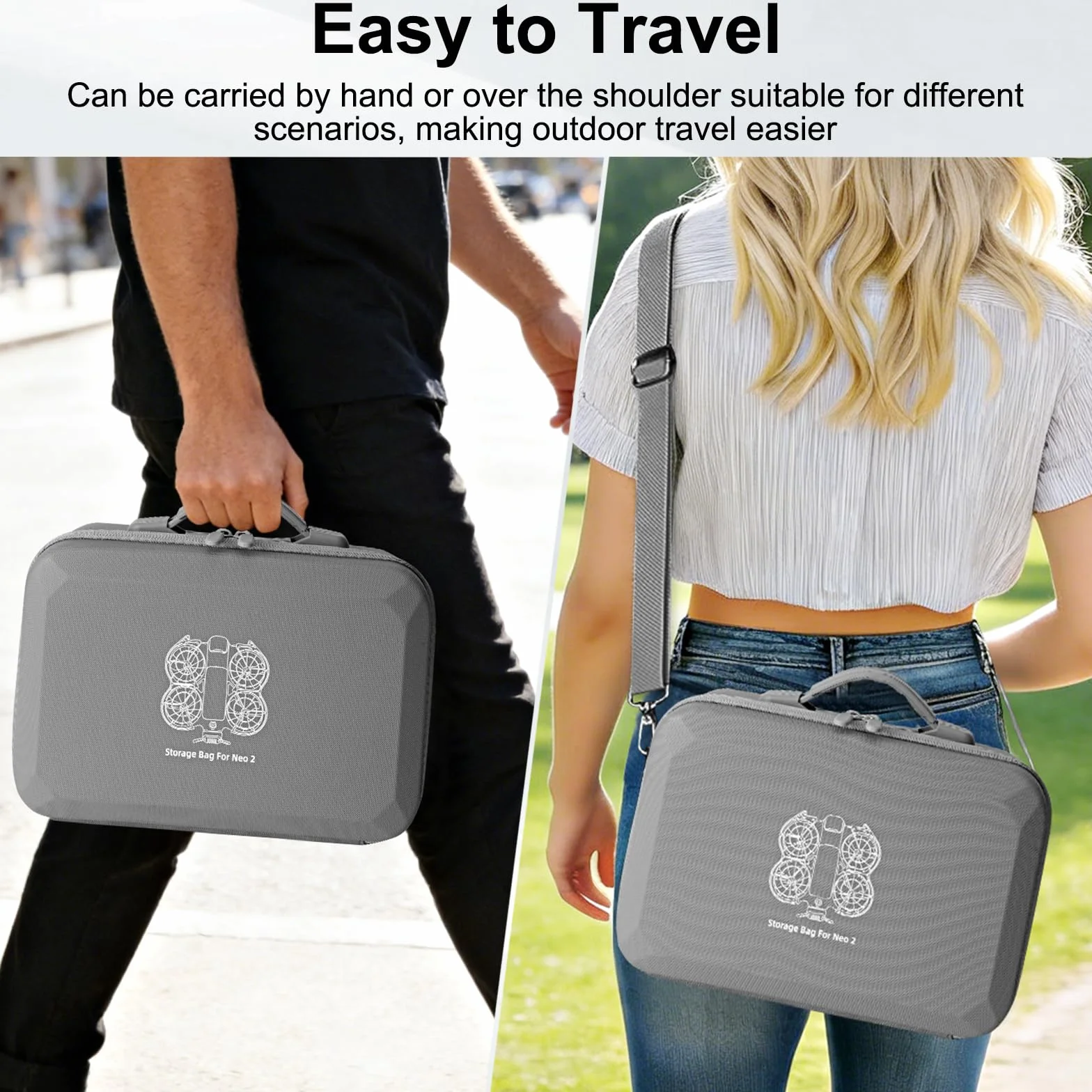 Torba do DJI Neo 2 Case, przenośna obudowa PU do DJI Neo 2 Fly More Combo, torba podróżna, torba podróżna do DJI RC-N3, z paskiem do noszenia