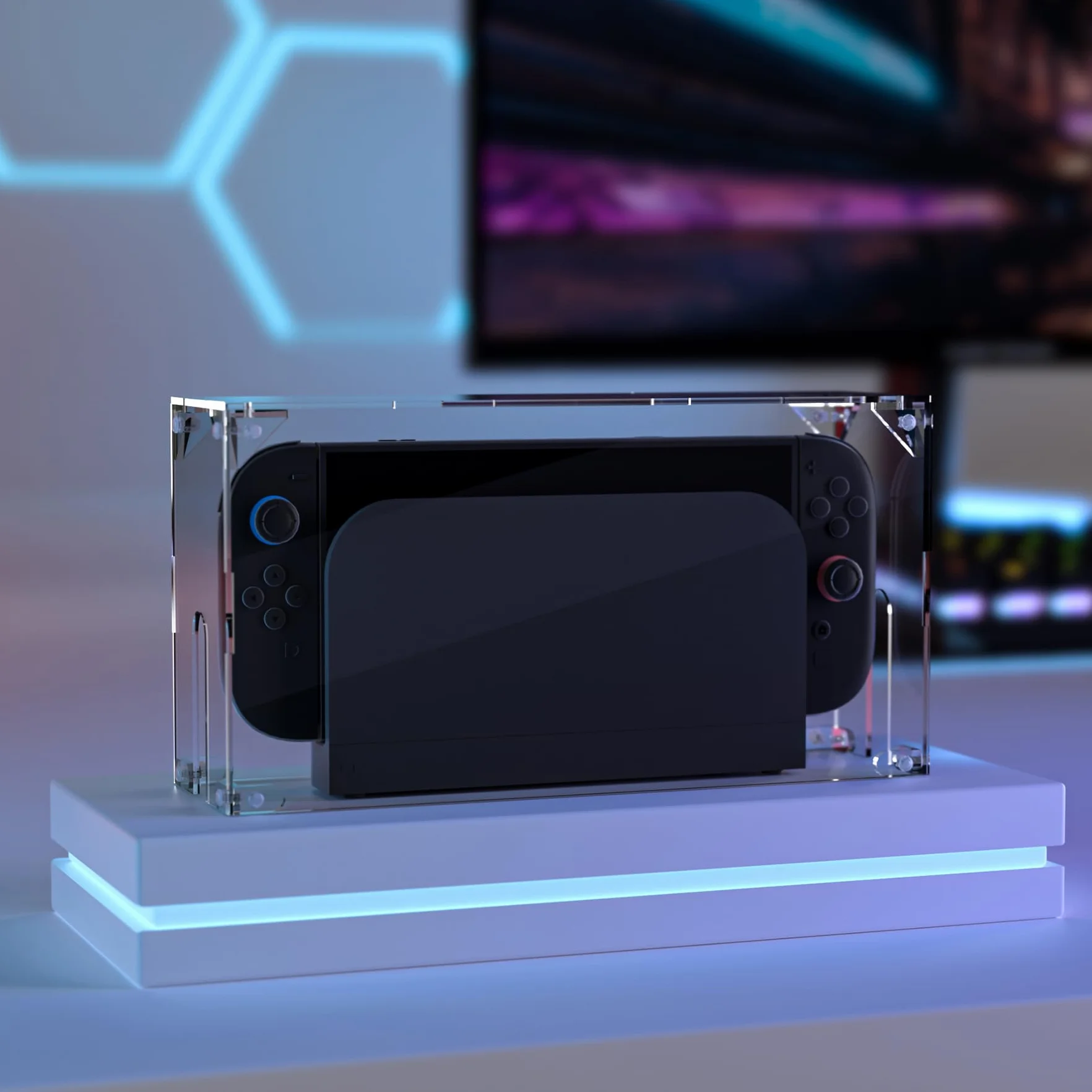 PlayVital Osłona Przeciwkurzowa do Switch 2 Konsoli,Etui Ochronne do Switch 2 Stację Dokującą,Akrylowa Obudowa Wystawowa Wodoodporna i Odporna na Zarysowania–Przeźroczysty