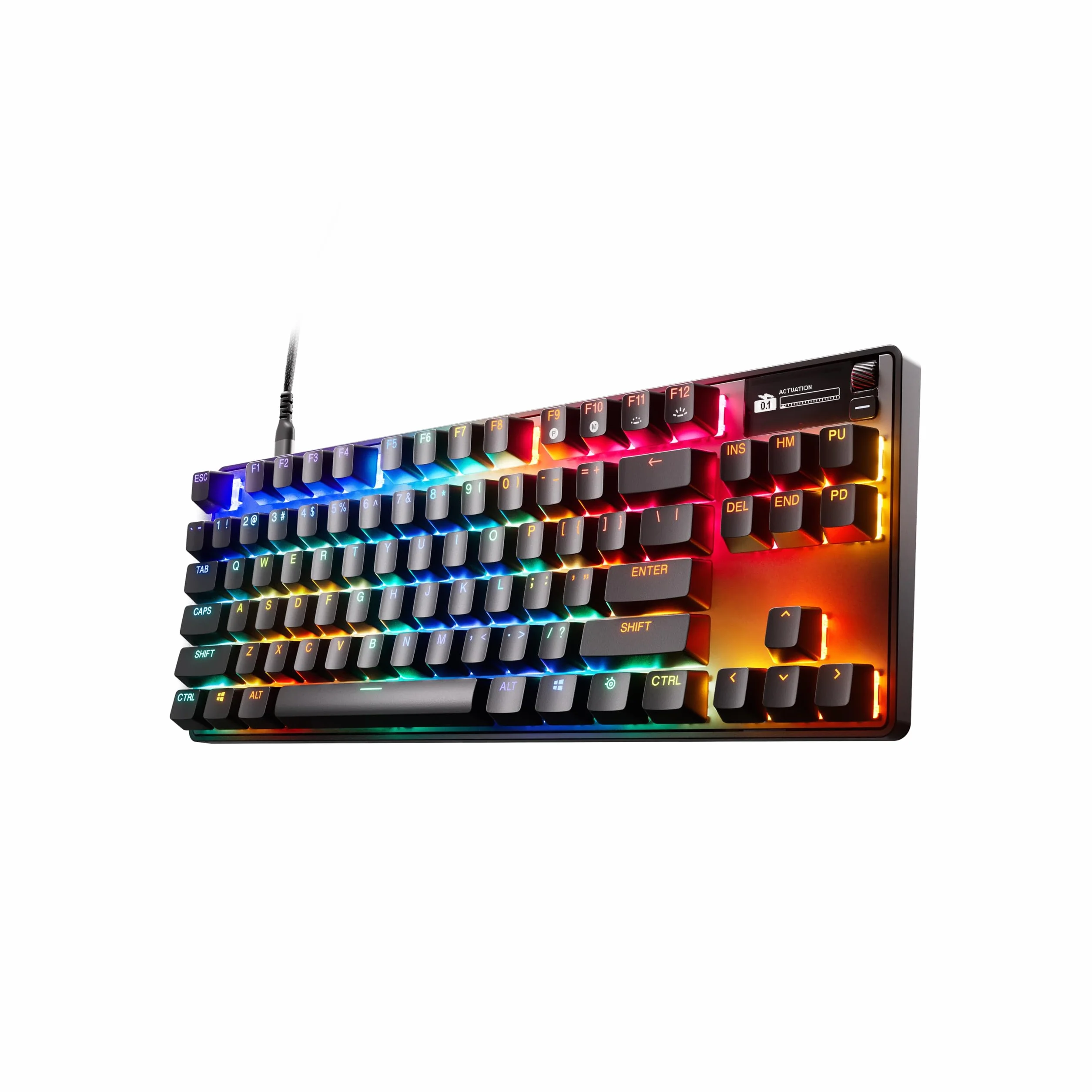 SteelSeries Apex Pro Gen 3 TKL - Hipermagnetyczna klawiatura dla graczy - przełączniki OmniPoint 3.0 - Rapid Trigger - Ustawienia gier - Rapid Tap/SOCD - OLED - RGB - nakładki z PBT - US Layout QWERTY