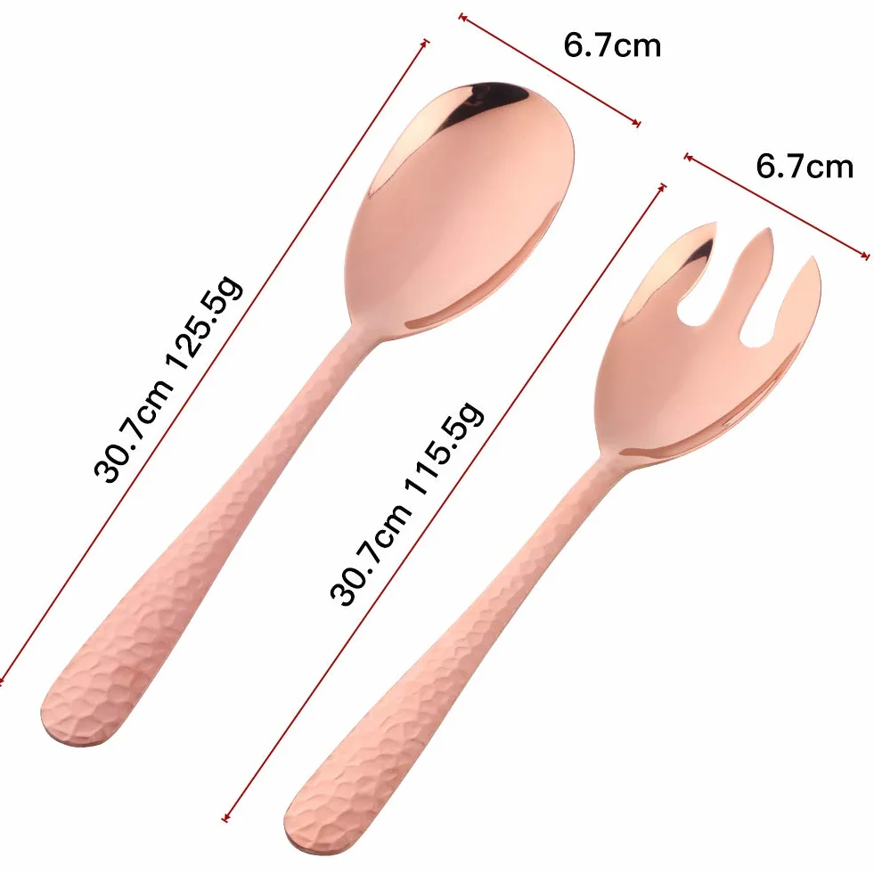 Zestaw do serwowania sałatek, RoseGold 2-częściowy zestaw, łyżka do sałatek i widelec do sałatek ze stali nierdzewnej