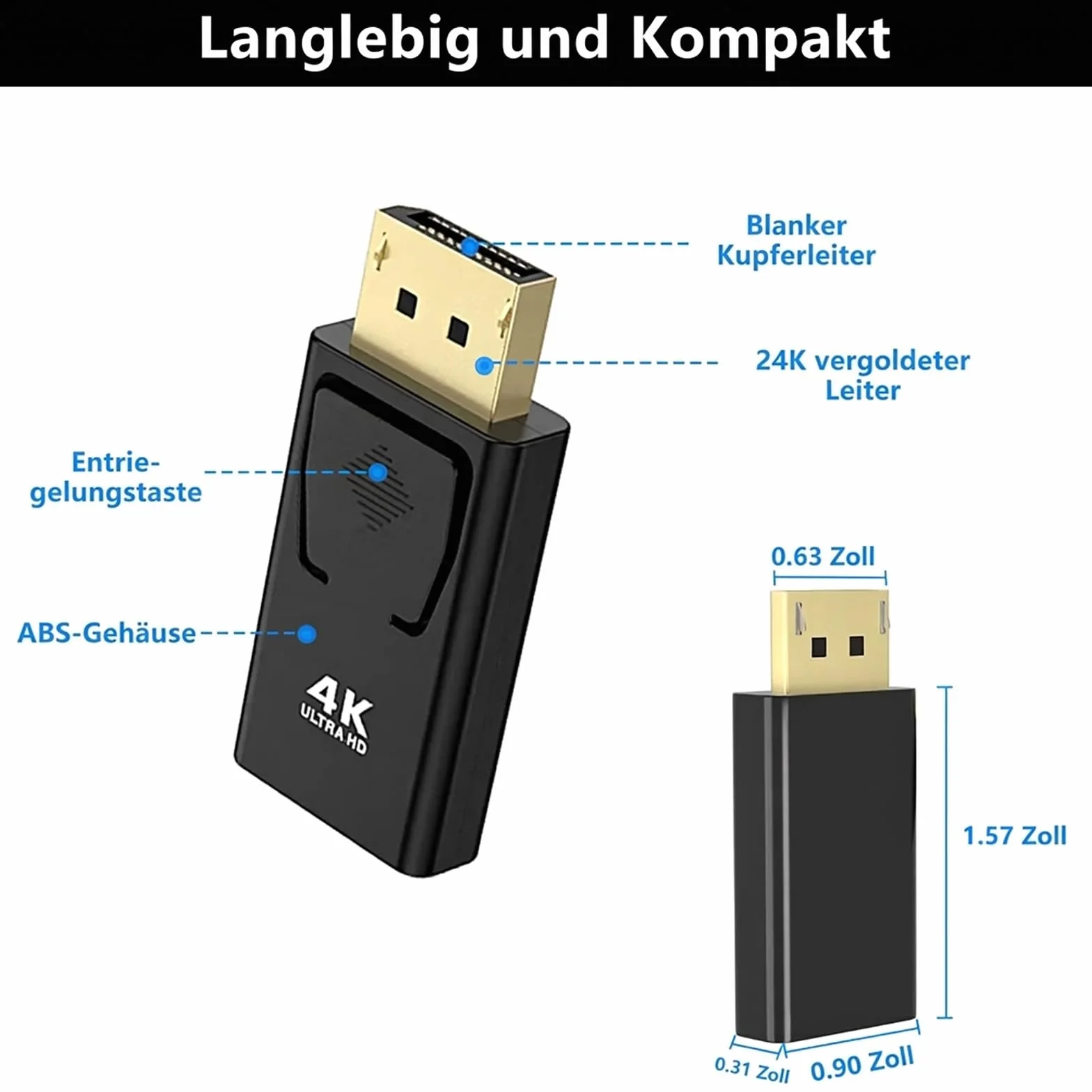 Adapter DisplayPort na HDMI 2 sztuki, 4K @ 30 Hz HDMI na DisplayPort Adapter