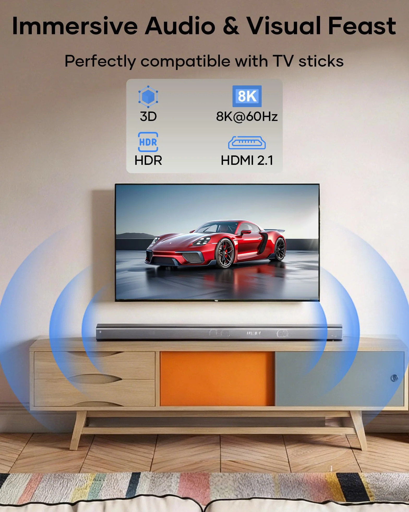 Kabel przedłużający HDMI 0,2 m, Kabel HDMI 2.1, męski na żeński, HDMI 8K, 60 Hz, 4K, 144 Hz, 48 Gb/s, UHD, eARC HDCP 2.3, kompatybilny z TV Stick Roku, Xbox PS5, PS4 HDTV