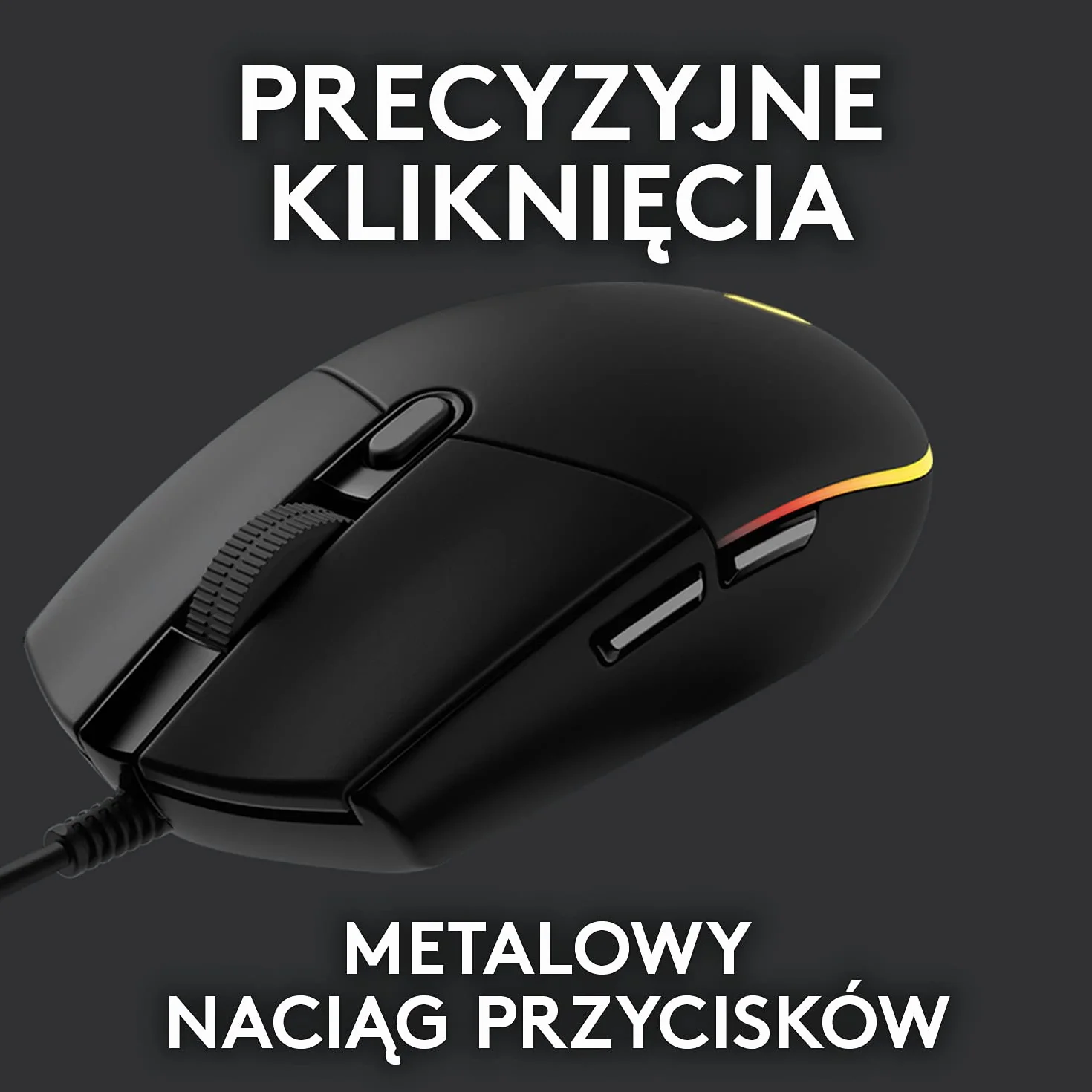 Logitech G102 Lightsync 910-005823, Mysz Komputerowa, Czarny/Żółty