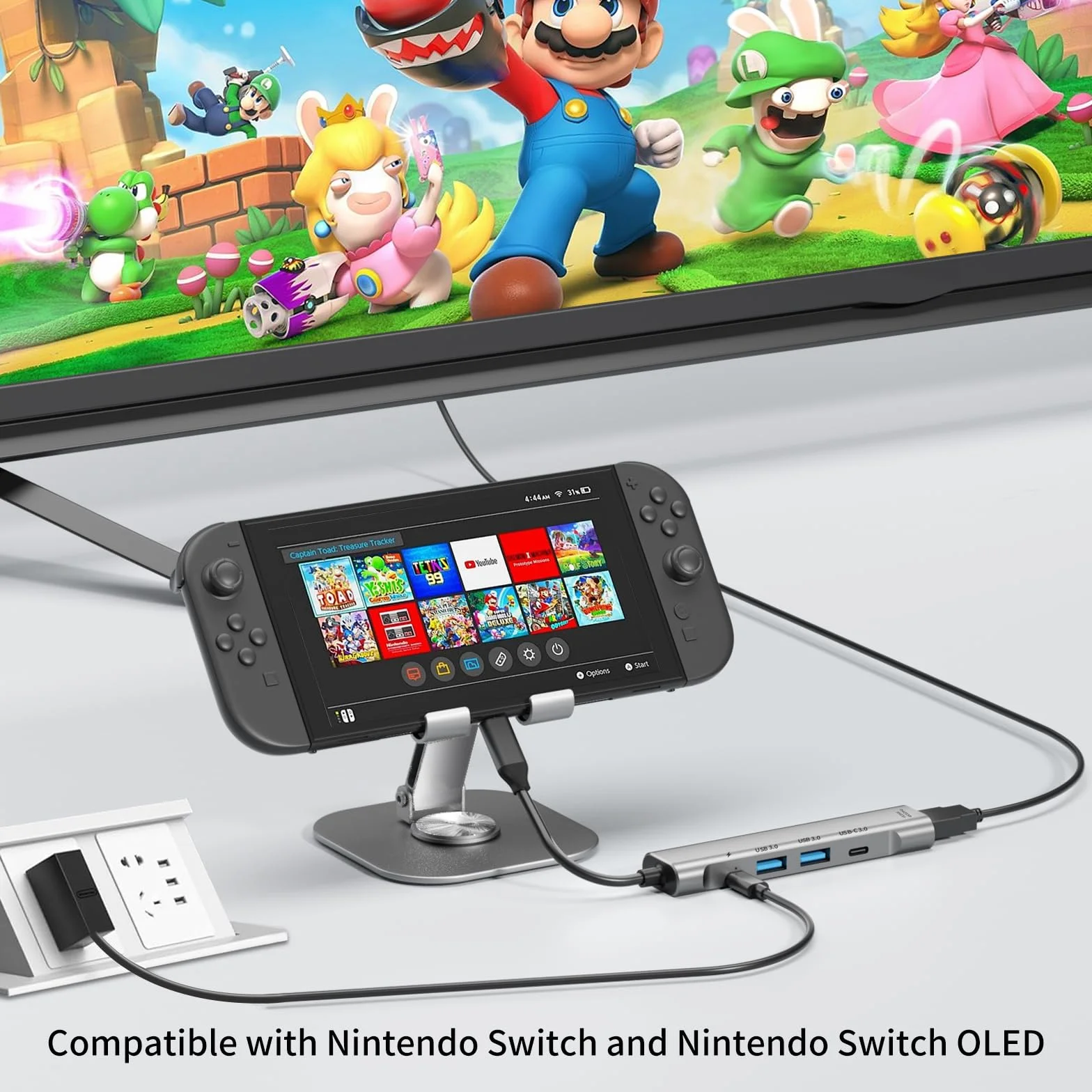 RREAKA Switch2 stacja dokująca TV do Nintendo Switch2/Switch/Switch OLED, przenośna stacja dokująca z adapterem HDMI 4K 60 Hz / portem typu C / portem USB do oficjalnego Nintendo Switch