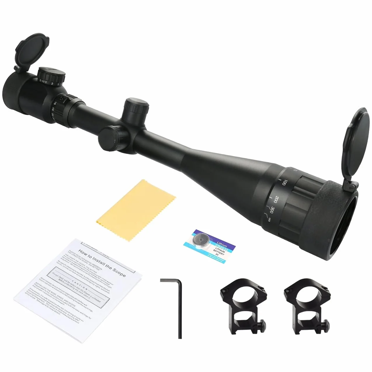 Feyachi RFS-21 Luneta celownicza, 6-24x50mm Podświetlana na czerwono i zielono luneta celownicza z celownikiem dalmierzowym Wodoodporna, przeciwmgielna luneta myśliwska