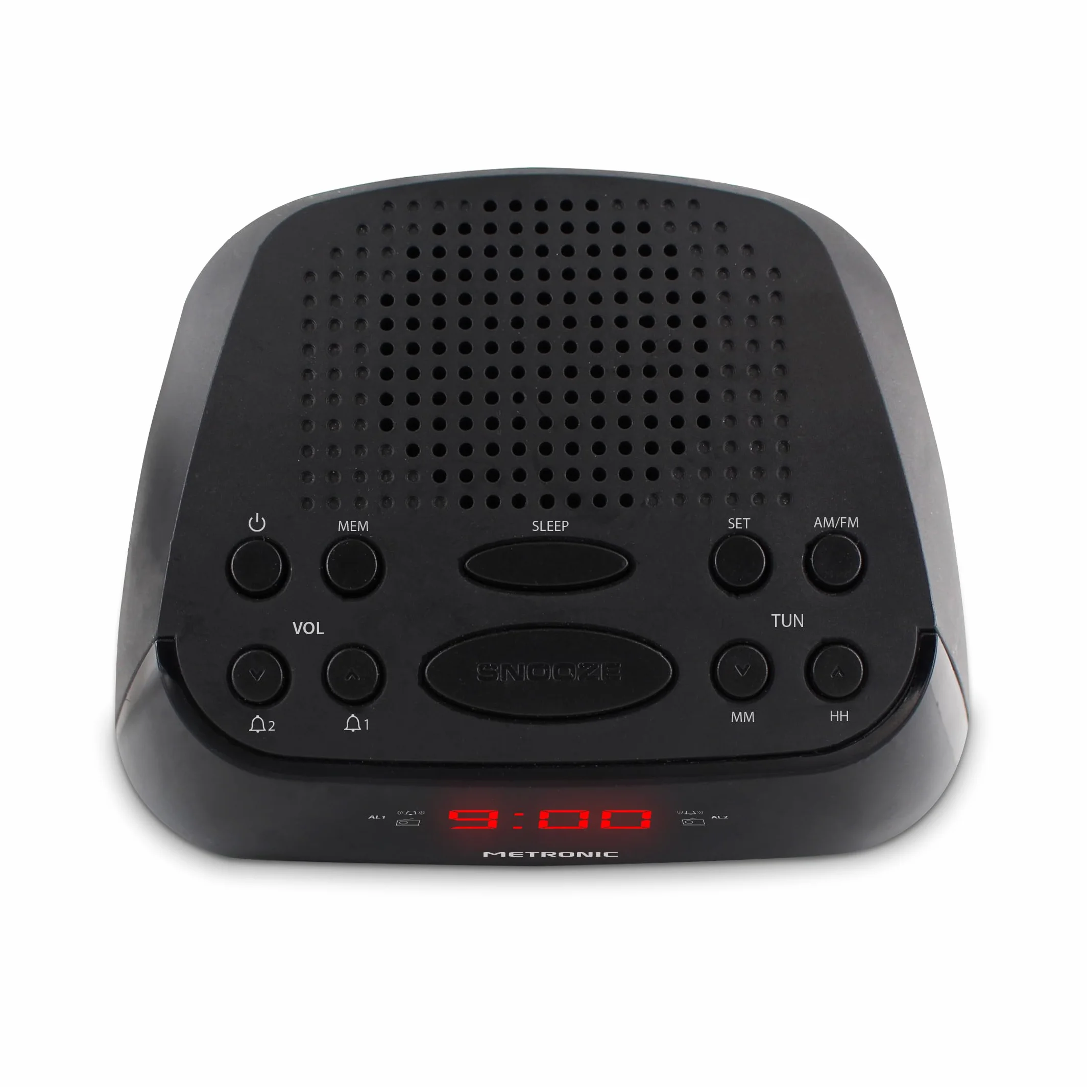Metronic 477003 Radiobudzik FM z podwójnym alarmem - czarny