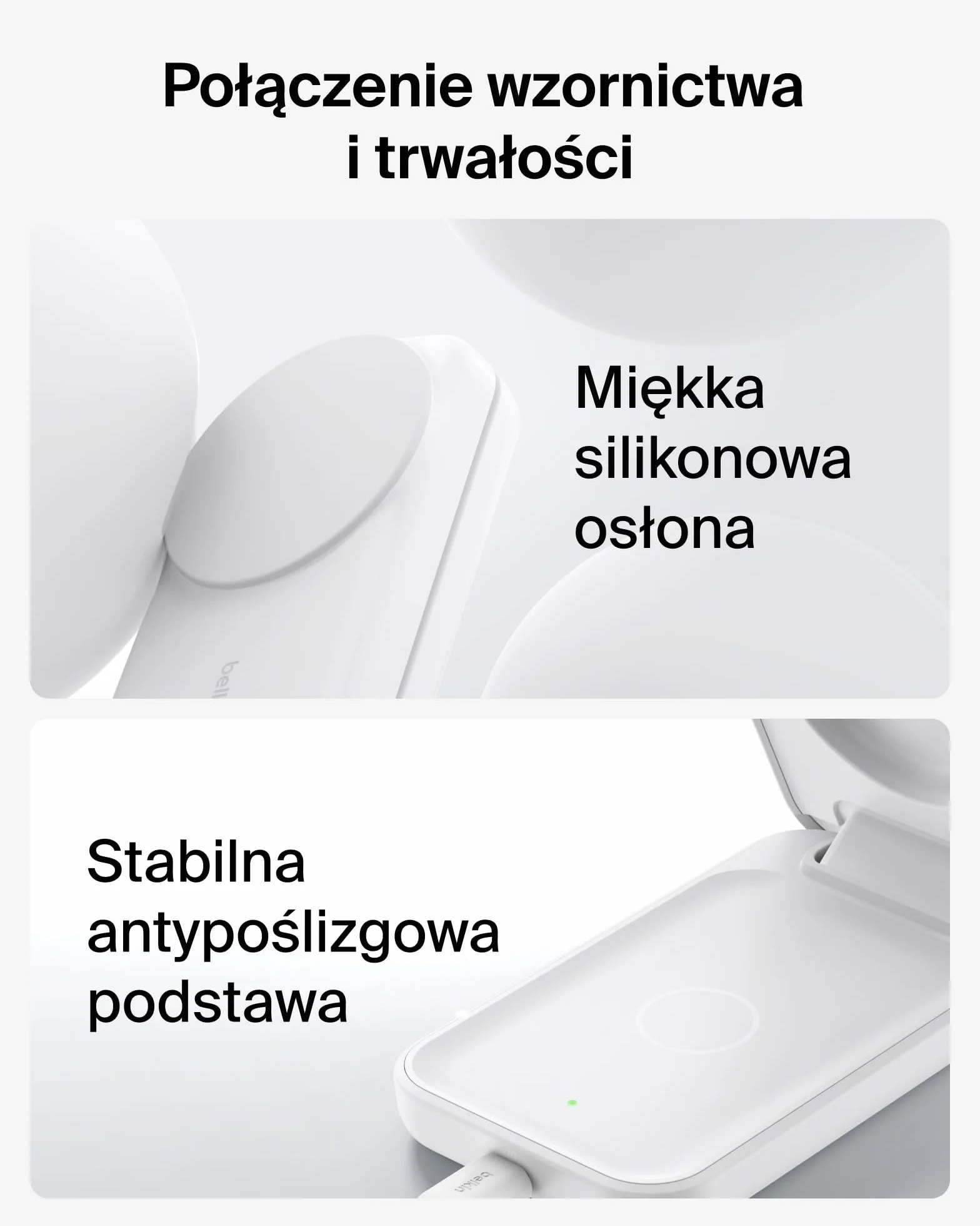 Belkin UltraCharge Qi2 Ładowarka Indukcyjna 3w1, 25W Bezprzewodowa Stacja Ładująca Zgodna z MagSafe do iPhone 16, Apple Watch, AirPods, Pixelsnap, Bezprzewodowa Ładowarka z Zasilaczem 45W, Biała