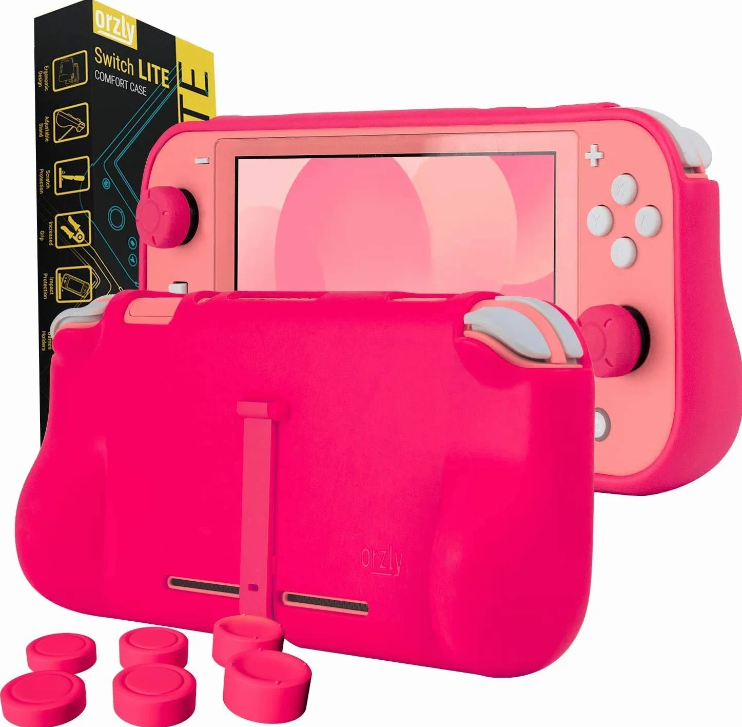 Orzly Etui z uchwytem do Nintendo Switch Lite, różowy