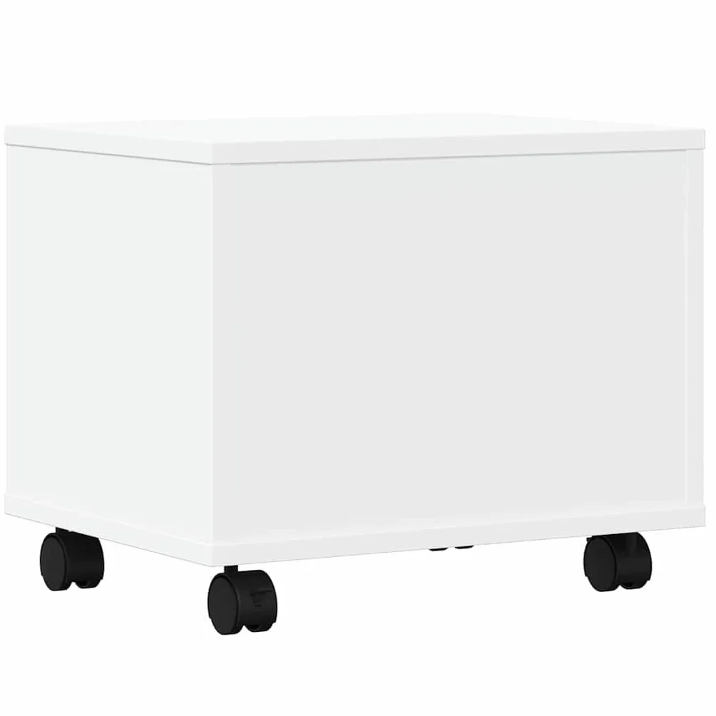 vidaXL Stojak pod drukarkę z kółkami biały 41x32x34,5 cm