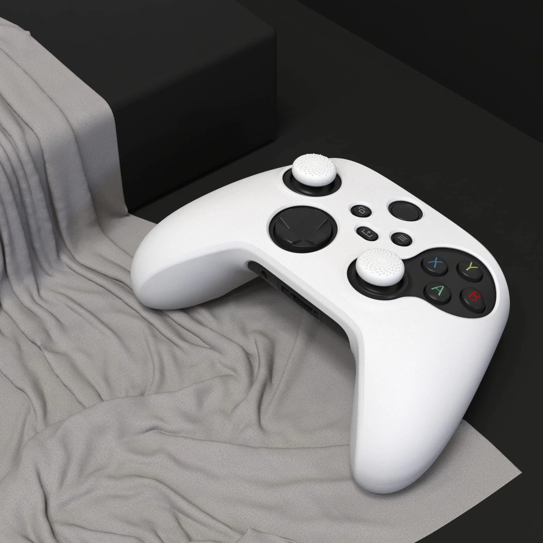 PlayVital Anti-Slip Silikonowe Etui Ochronne do Xbox Series X,Pokrowiec Ochronny do Xbox Series S Kontrolera,Miękka Gumowa Obudowy Ochraniacz Skóry z Nakładki na Kciuki-Biały(Czysta Seria)
