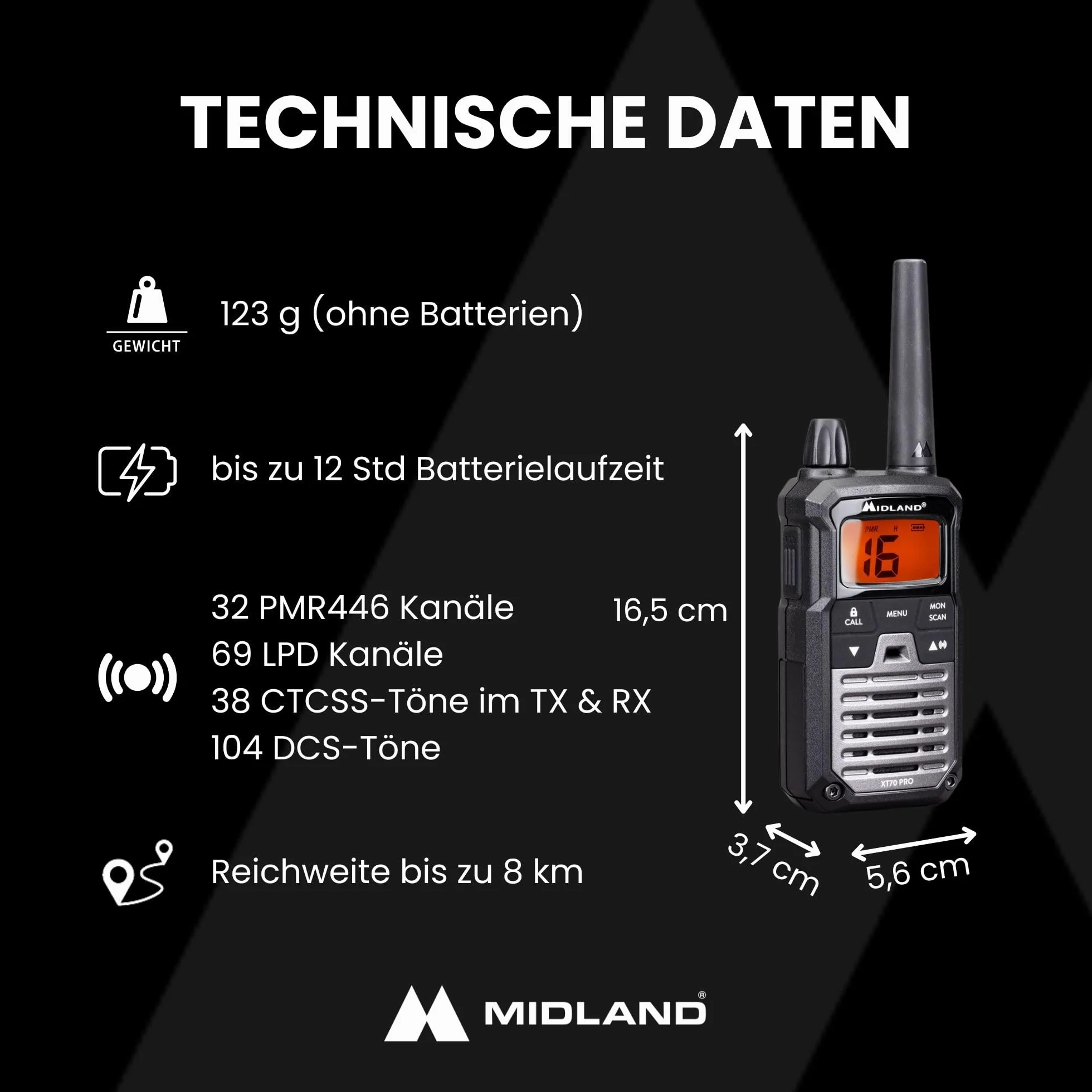 Midland - Walkie Talkie XT70 Pro Duo
