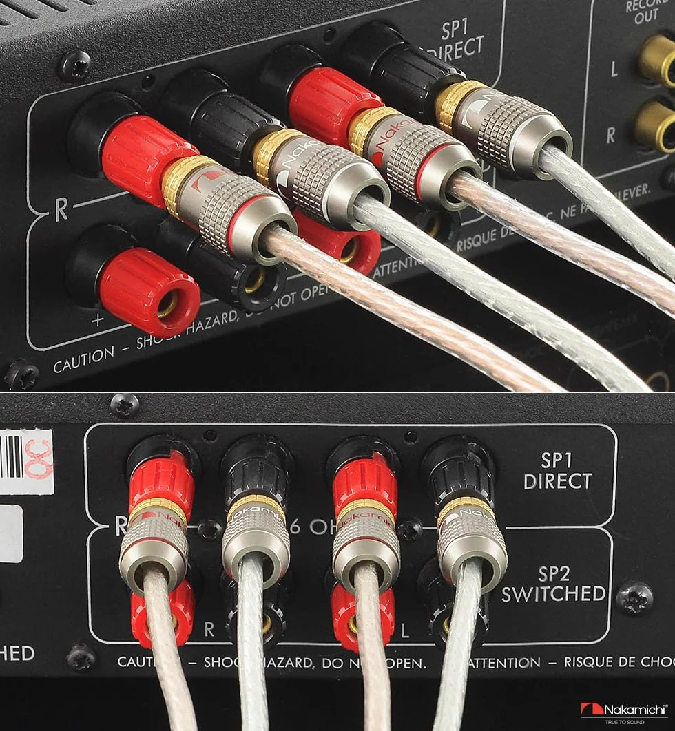 Nakamichi FanLock Wtyk bananowy platerowany 24-karatowym złotem 10 AWG - 18 AWG Rozmiar miernika 4 mm dla głośników Wzmacniacz Hi-Fi Stereo Kino domowe Kabel audio Szybkozłącze, 8 Sztuki (4-Pary)