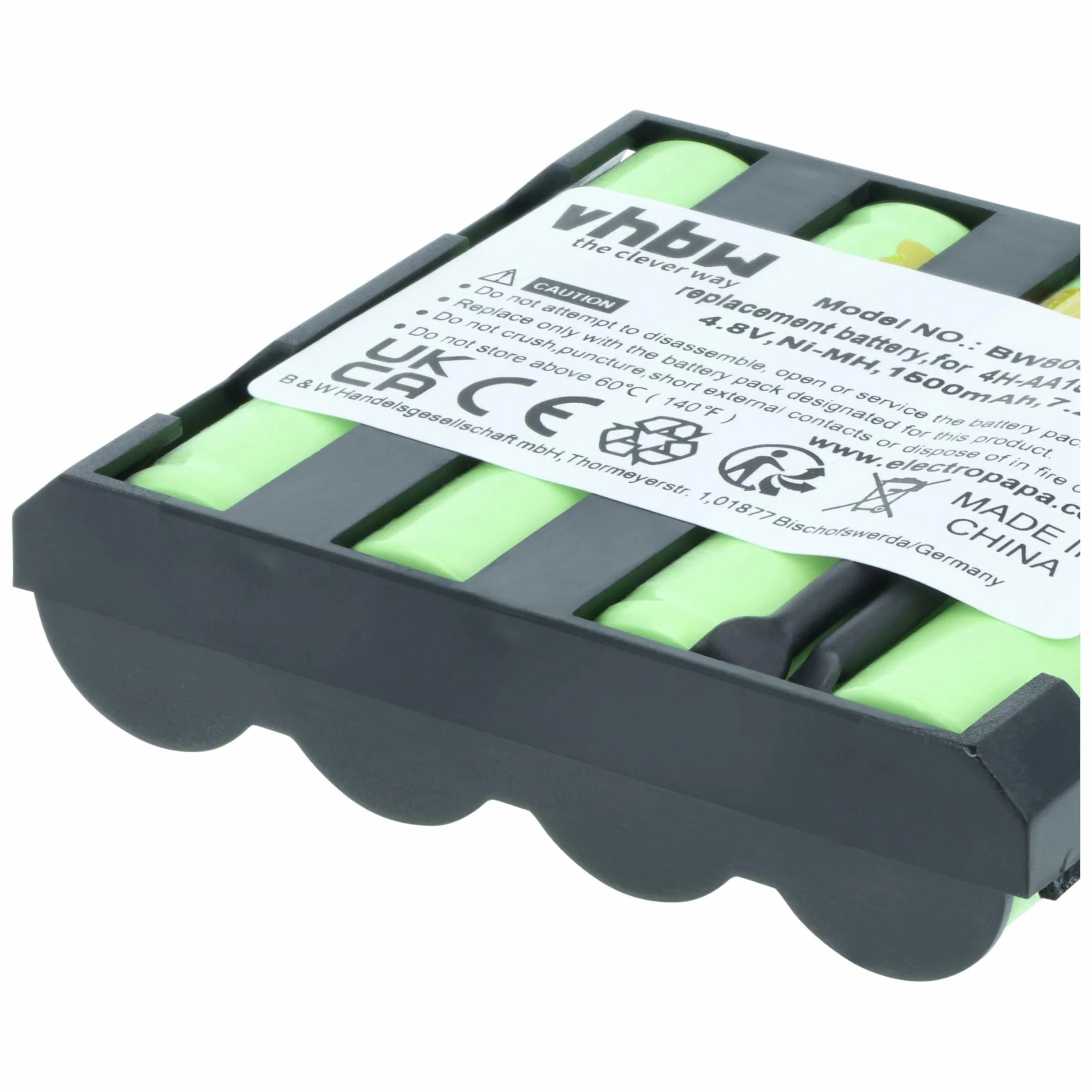 vhbw Akumulator kompatybilny ze stymulatorem mięśni Compex - zastępuje Compex 4H-AA1500, 941210, 941213 - (NiMH, 1500 mAh, 4,8 V) - akumulator, akumulator zastępczy