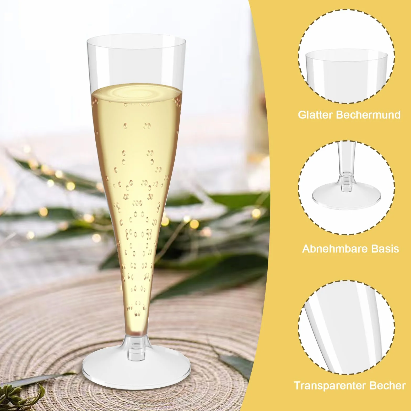 Plastikowe kieliszki do szampana, 20 sztuk, 100 ml, kieliszek do szampana, kieliszek do szampana, na przyjęcie szampana, imprezę, piknik, kieliszki do wina, urodziny, wesele