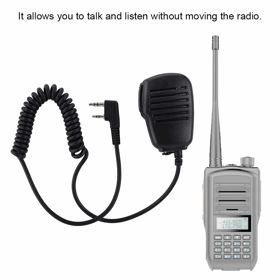 Mikrofon do głośnika Walkie Talkie, wodoodporny 2-pinowy mini PTT ręczny ramię 2-drożny radiowy głośnik zewnętrzny mikrofon do UV5R 888S/Kenwood/TYT