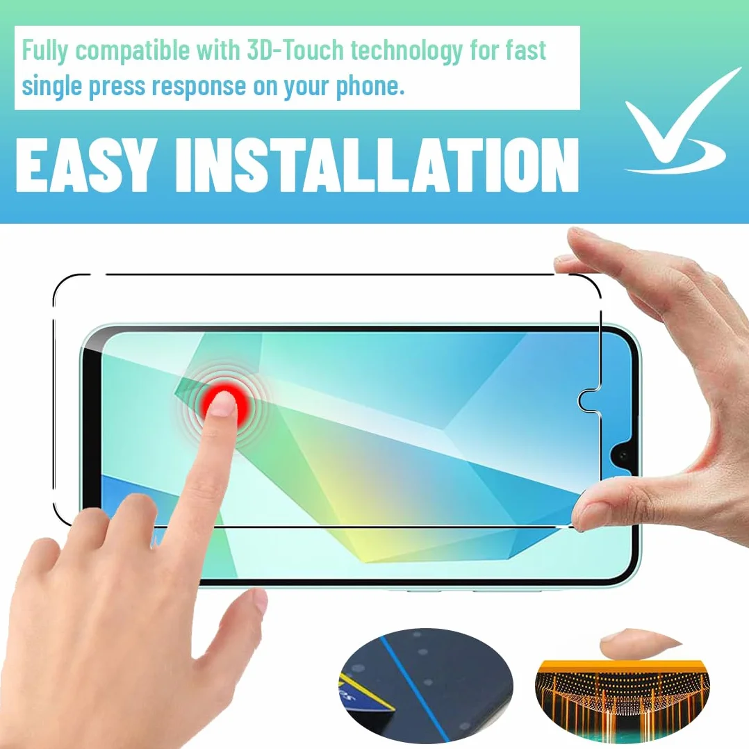 3 sztuki szkła hartowanego do Samsung Galaxy A16 4G/5G, ochrona przed zarysowaniami, odciski palców, bez pęcherzyków, twardość 9H, ultra przezroczysta, ultra wytrzymała