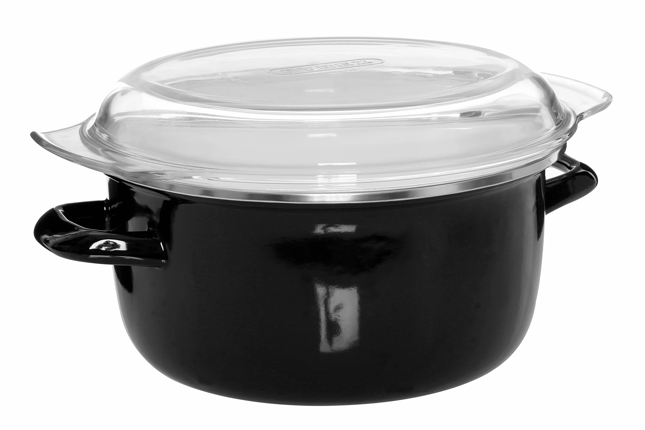 Premier Housewares 102102 5 l frytkownica emaliowana patelnia do frytkownicy szklana pokrywa głęboka patelnia czarna kosz mały