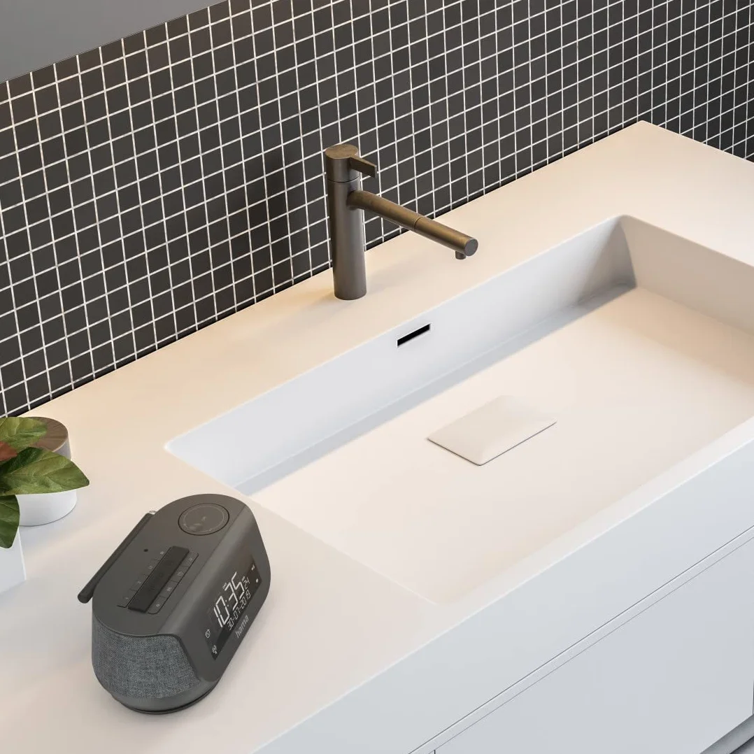Hama Cyfrowe radio DR36SBT FM/DAB/DAB+/BT (duży wyświetlacz, Bluetooth 5.0, 4W, dźwięk stereo, kabel 183 cm, alarm, wejście AUX, gniazdo USB, 19 x 11 x 9,5 cm) czarne