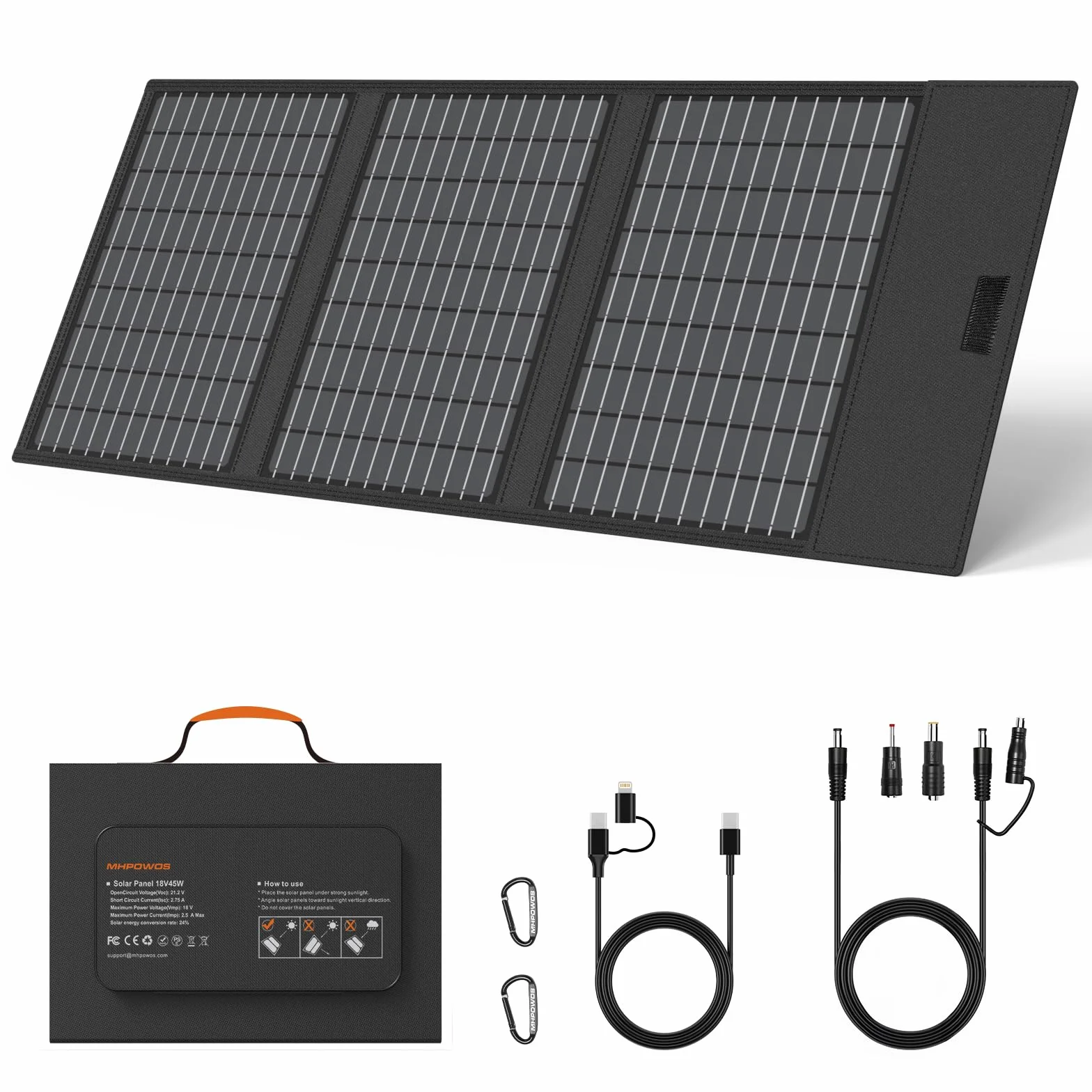 Składany panel słoneczny, 45 W, ładowarka słoneczna, moduł solarny