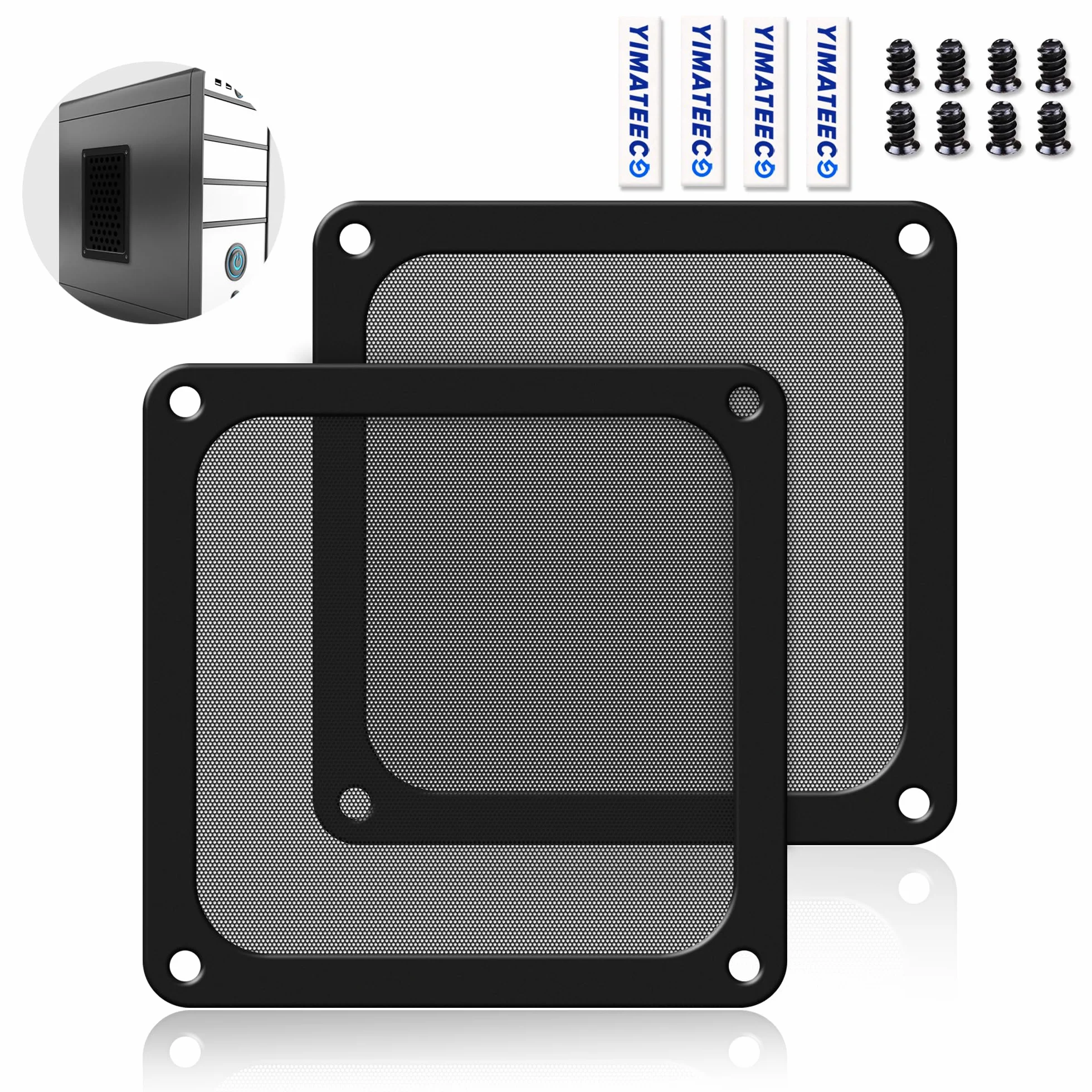 PC Filtr Przeciwpyłowy 140 mm, 2 szt. Magnetyczny, Przeciwkurzowy Filtr Wentylatora z PCV do obudowy komputera Komputer PC Filtr chłodnicy (PVC PRO, 140x140 mm, 2 sztuki, czarny)