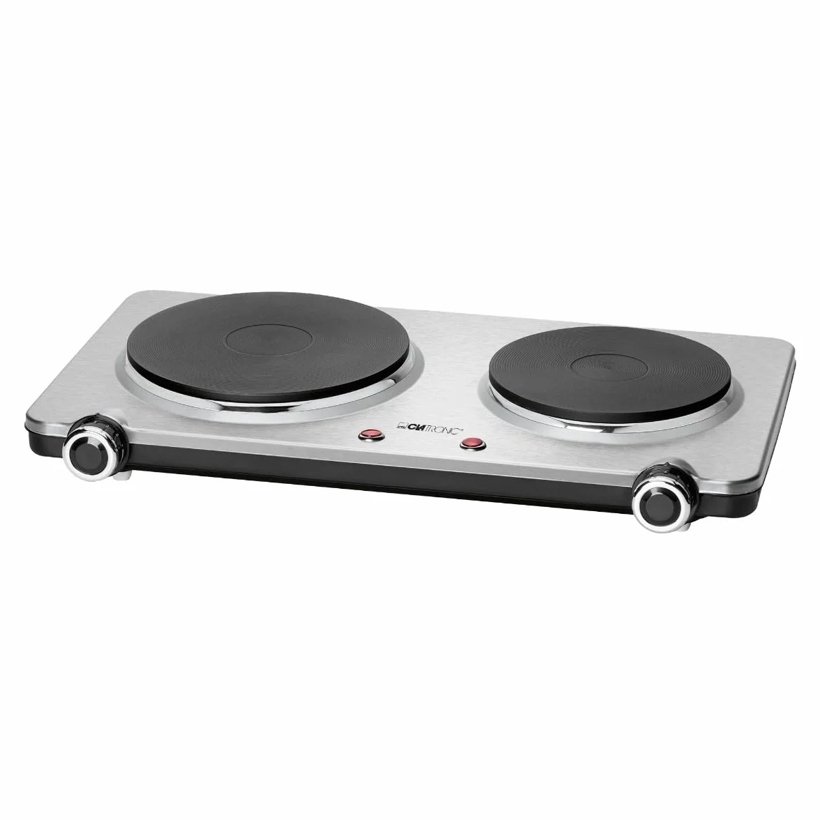 Clatronic DKP 3668 E podwójna płyta grzewcza, stal nierdzewna, 2500 W