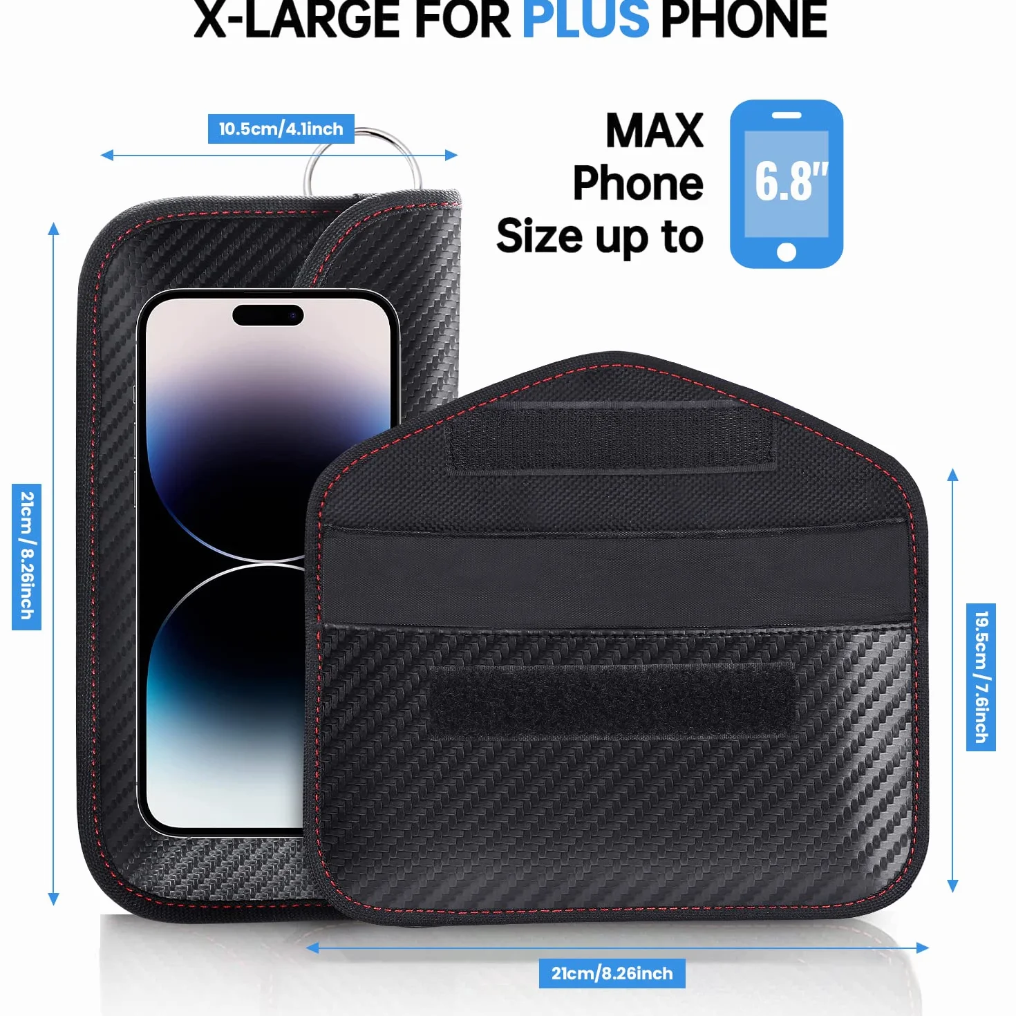 Samfolk Etui na telefon komórkowy z funkcją Anti Tracking Universal XL do smartfona Display Max 7,8" - Faraday pokrowiec na telefon komórkowy ochrona przed promieniowaniem włókno węglowe czarne