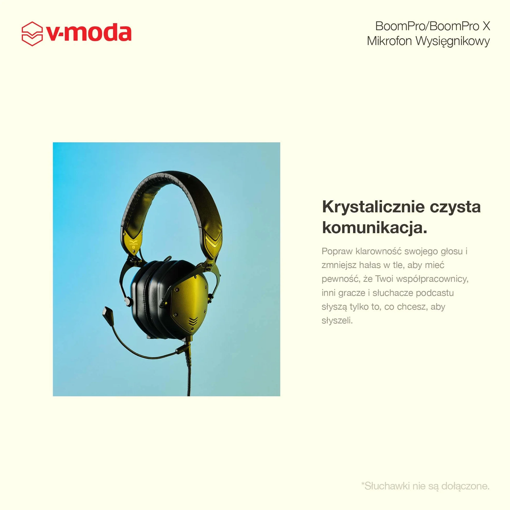 V-MODA Mikrofon BoomPro | Do Gier i Komunikacji | Przewodowy - Gniazdo 3,5 mm | Elastyczny Wysięgnik | Przypinany Kontroler z Przyciskiem Wyciszenia i Pokrętłem Głośności | Czarny