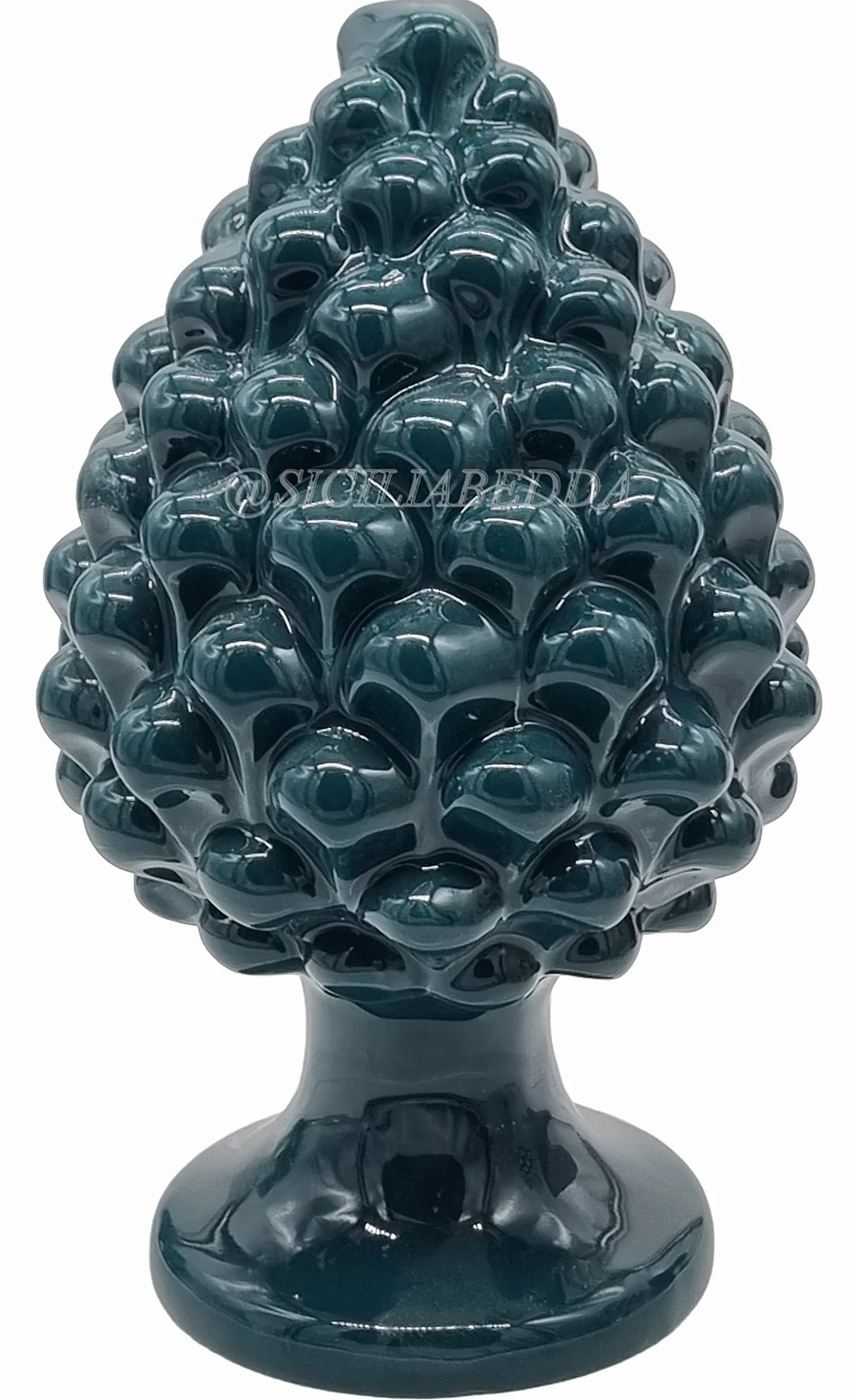 sicilia bedda - Szyszka z ceramiki sycylijskiej - produkt w całości wykonany ręcznie - dekoracyjna szyszka sosnowa (ciemnozielona, 13 x 8 cm)