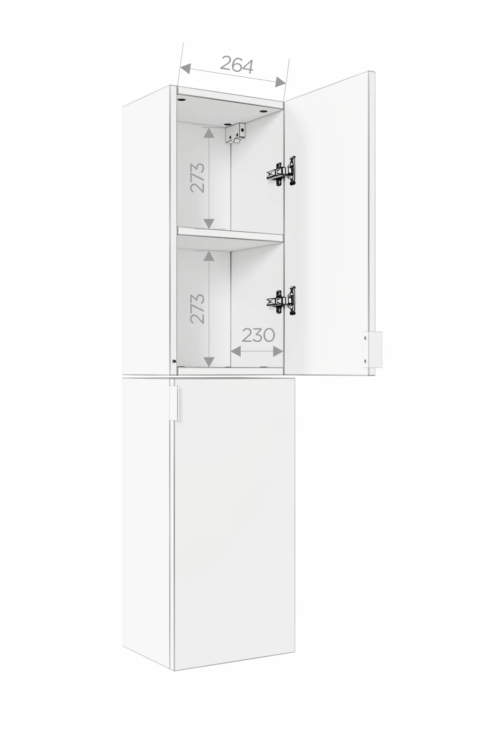 PLATAN ROOM Szafka łazienkowa, wysoka szafka łazienkowa, zestaw 2-częściowy, 60 cm, 90 cm, 120 cm, 150 cm, wisząca szafka łazienkowa z miękkim domykaniem, do łazienki, matowa – biała o wysokim
