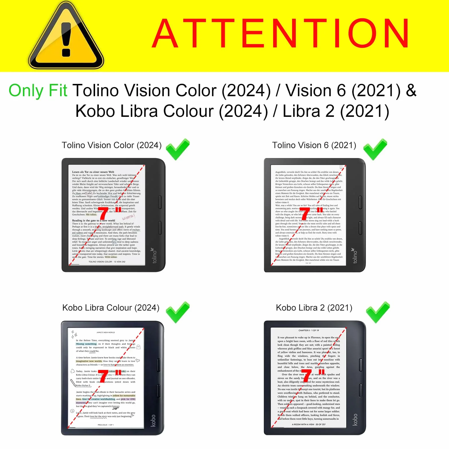 Fintie Etui do Tolino Vision Color (2024) / Kobo Libra Color (2024) 7-calowy czytnik e-booków - super lekki miękki TPU tylna osłona etui ochronne z automatycznym wygaszeniem/wybudzaniem i zamknięciem