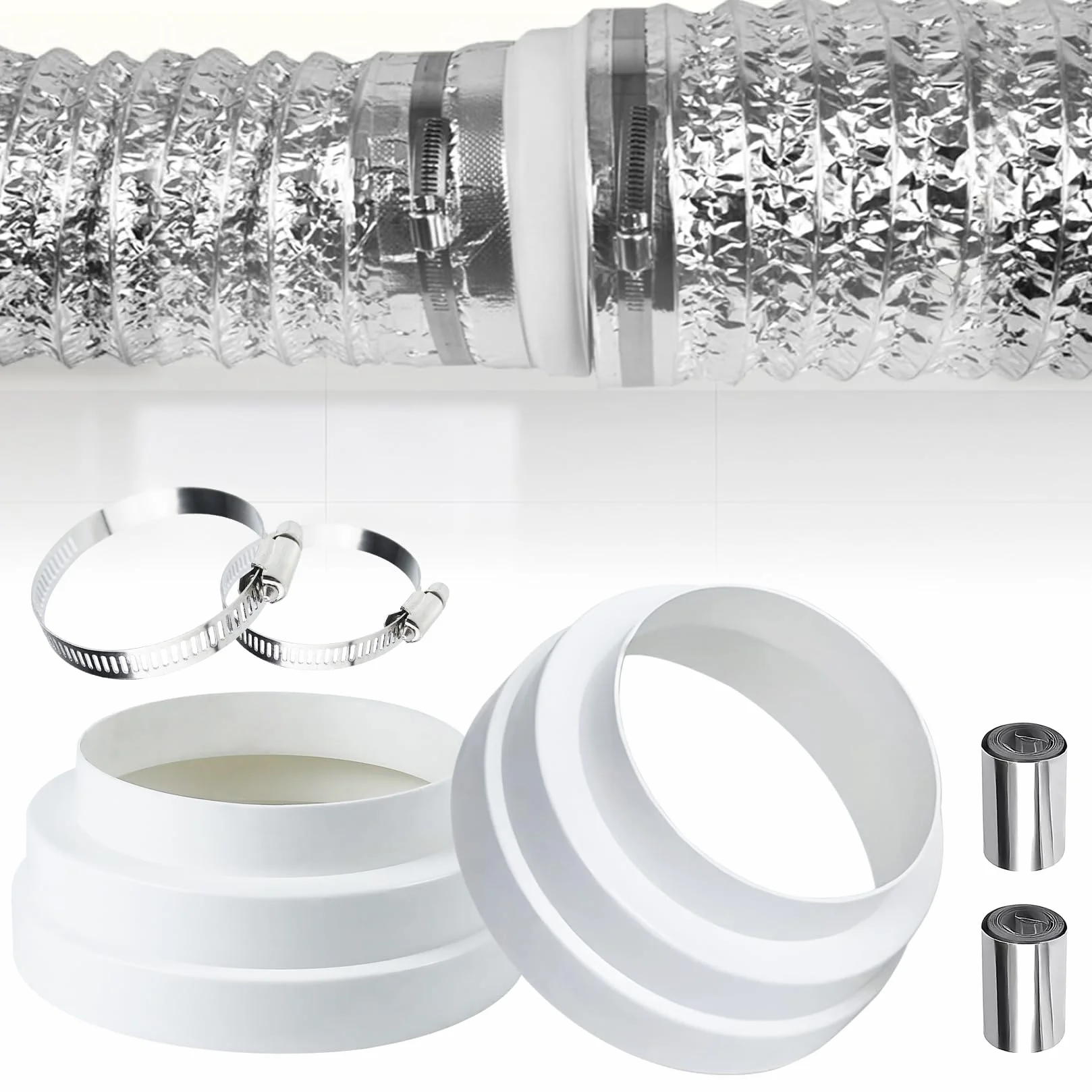 Adapter do węża wylotowego 120-160 mm, łącznik redukcyjny, stal nierdzewna, folia aluminiowa