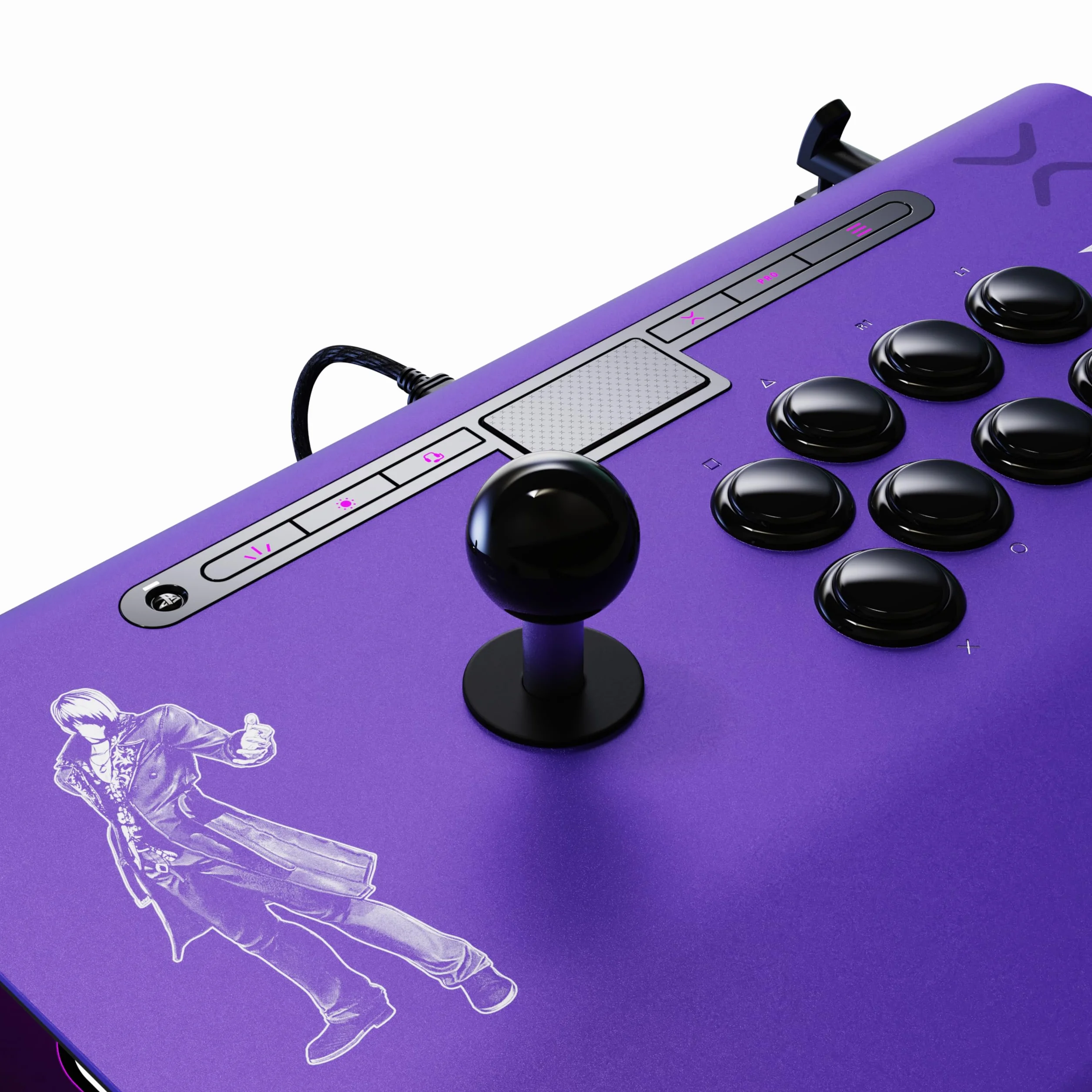 PDP Victrix Pro FS Playstation Fight Stick for PS4, PS5, PC, Durable Aluminum, Sanwa Denshi Buttons, Ergonomic Wrist Slope, Detachable Joystick, Tournament Grade for Fighting Games KOF Iori