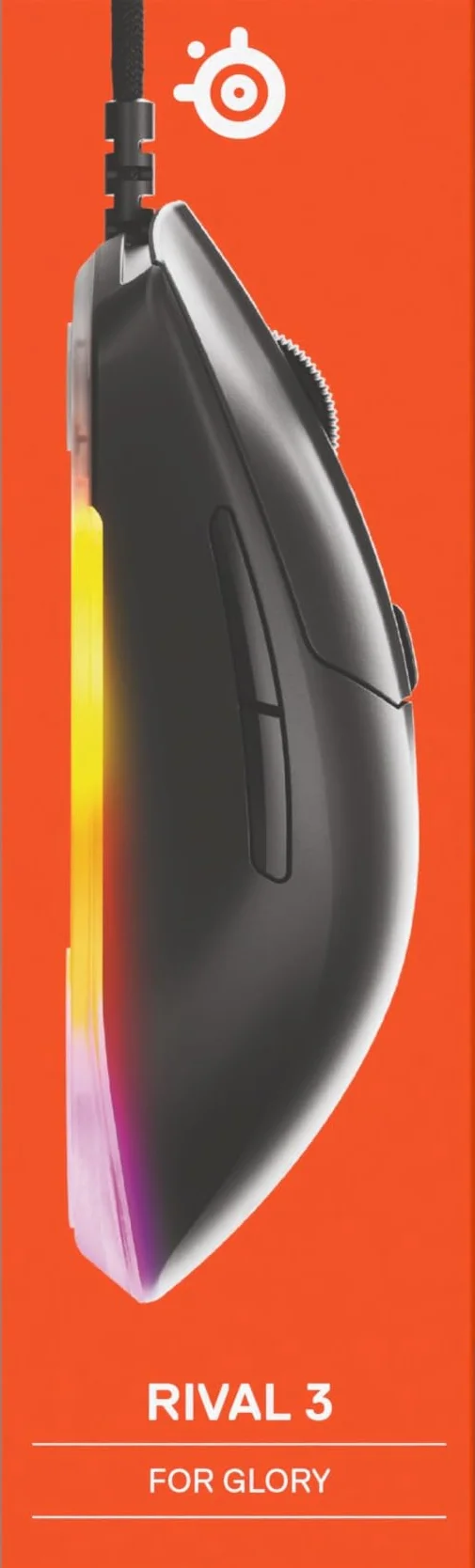 SteelSeries Rival 3 Gen 2 Mysz do Gier, Sensor Optyczny TrueMove Core 8500 DPI, 77g, PTFE, RGB, Czarna
