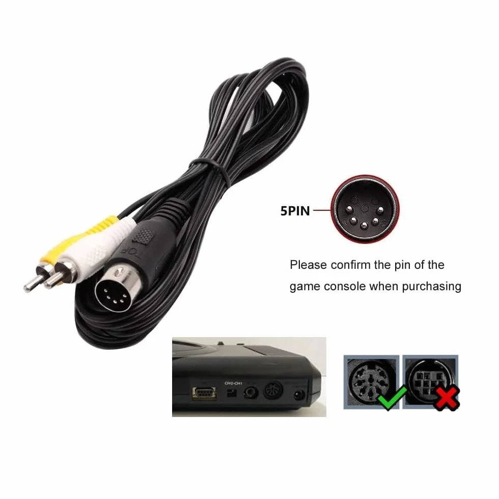 1 szt. Kabla AV Wideo Audio Kompozytowego TV Kompatybilny z Mega Drive 1 i 1 szt. Kabla AV 9-pin 1.8 m Kompatybilny z Mega Drive 2/3