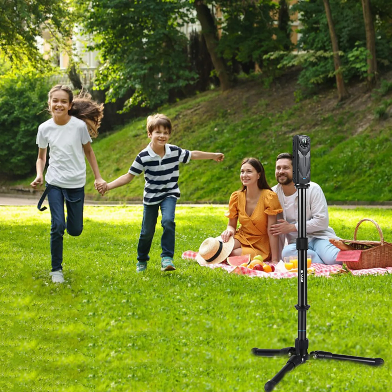 PULUZ Metalowy ręczny regulowany drążek przedłużający monopod do montażu na statywie do lustrzanek cyfrowych i lustrzanek
