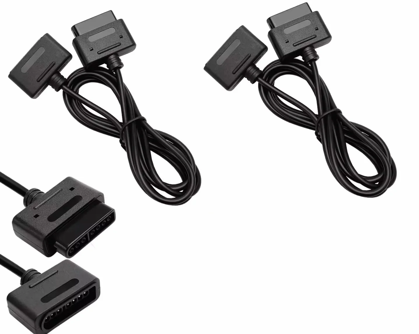 Zestaw 2 kontrolerów retro + 2 x kabel przedłużający 1,8 m – kompatybilny z SNES / Super Nintendo – Gamepad dwupak do klasycznych konsol 16-bitowych