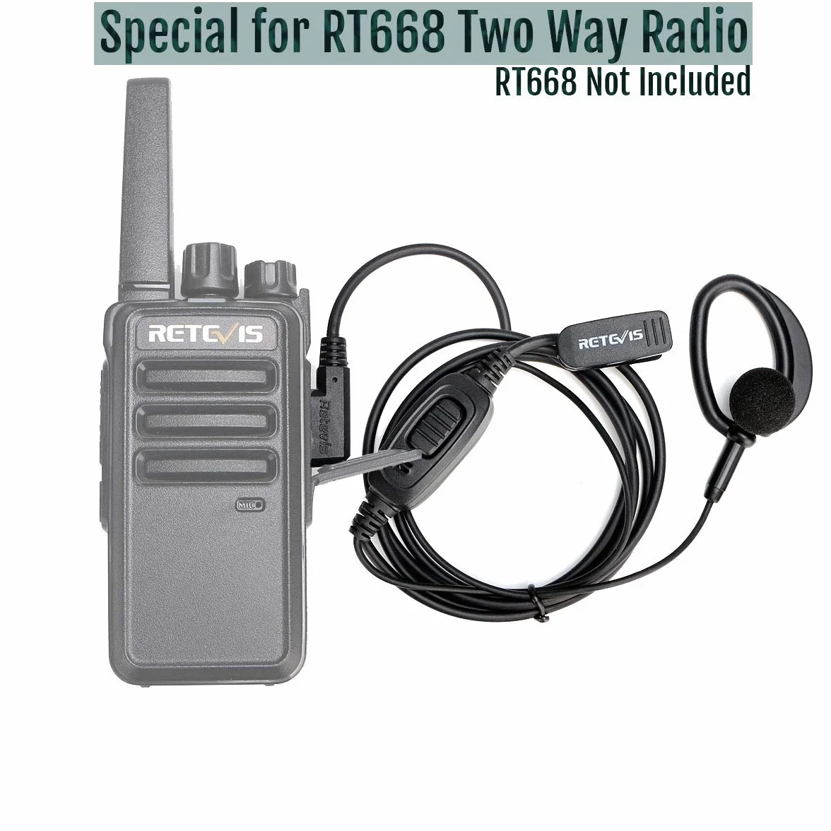 Retevis RT668 słuchawki radiowe z mikrofonem, 2-pinowe, słuchawki douszne, zestaw słuchawkowy bezpieczeństwa, kompatybilne z Retevis RT24 RT27 RT28 RT619 eSynic UV-5R BF-88E BaoFeng BF-88S Kenwood (4 szt.)